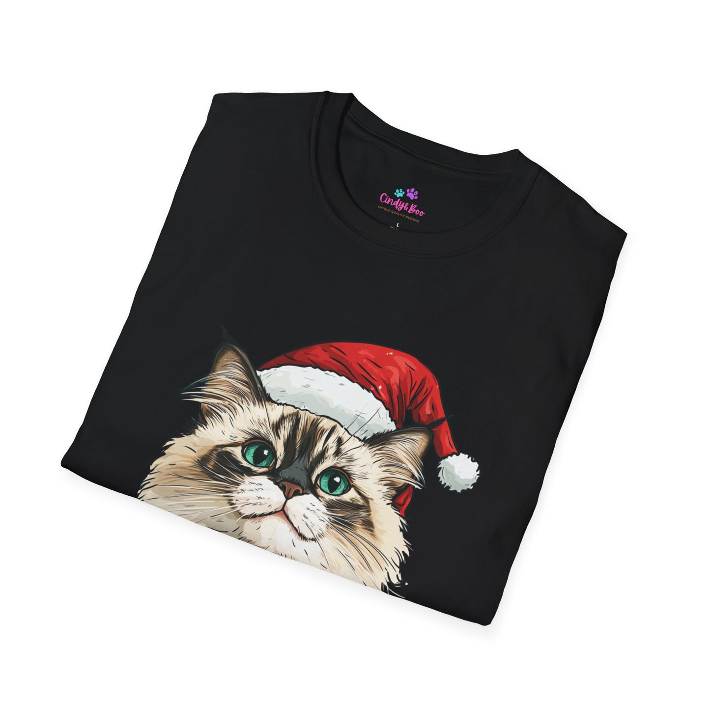 Meowy Christmas Ragdoll Cat T-Shirt, Cat Lover Gift, Ragdoll Lover Gift. Available as Sweatshirt by Request.