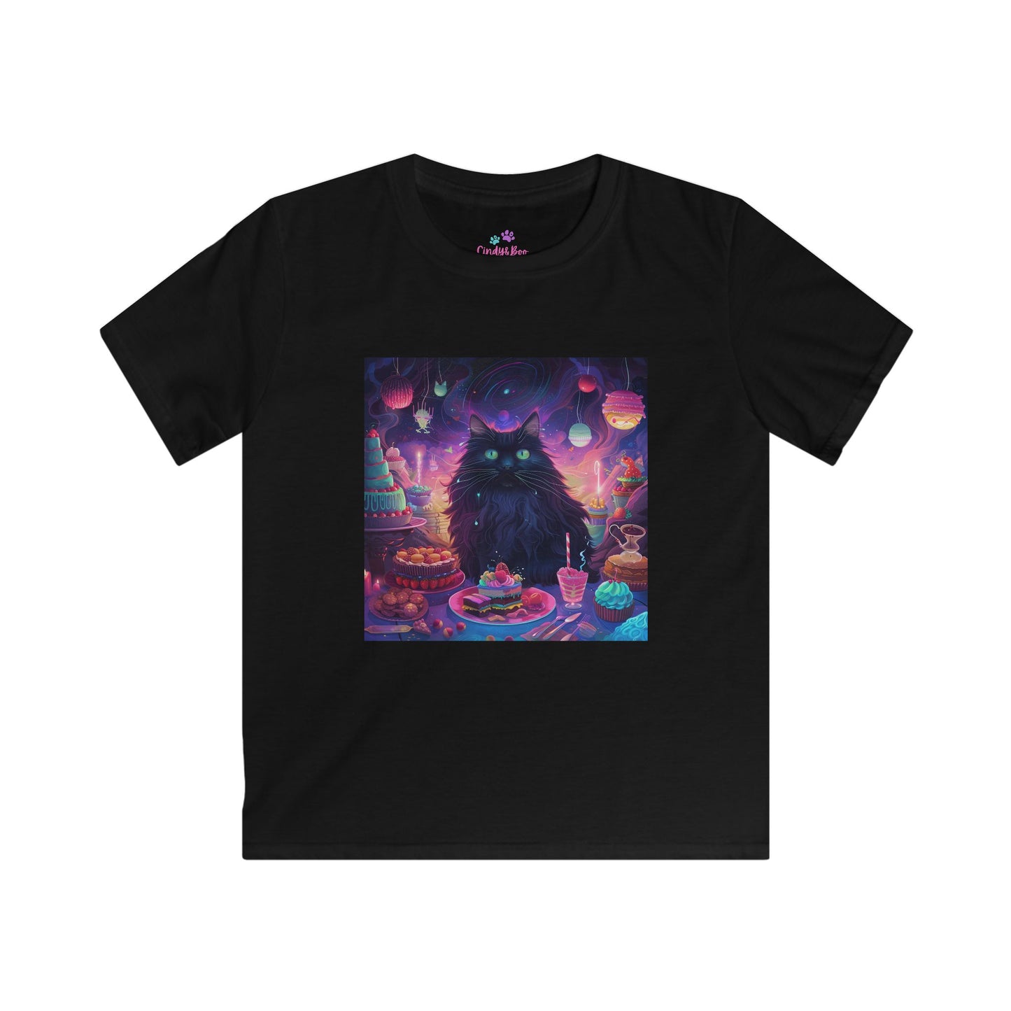 Scrumptiously Sweet Black Cat Kids Softstyle Tee