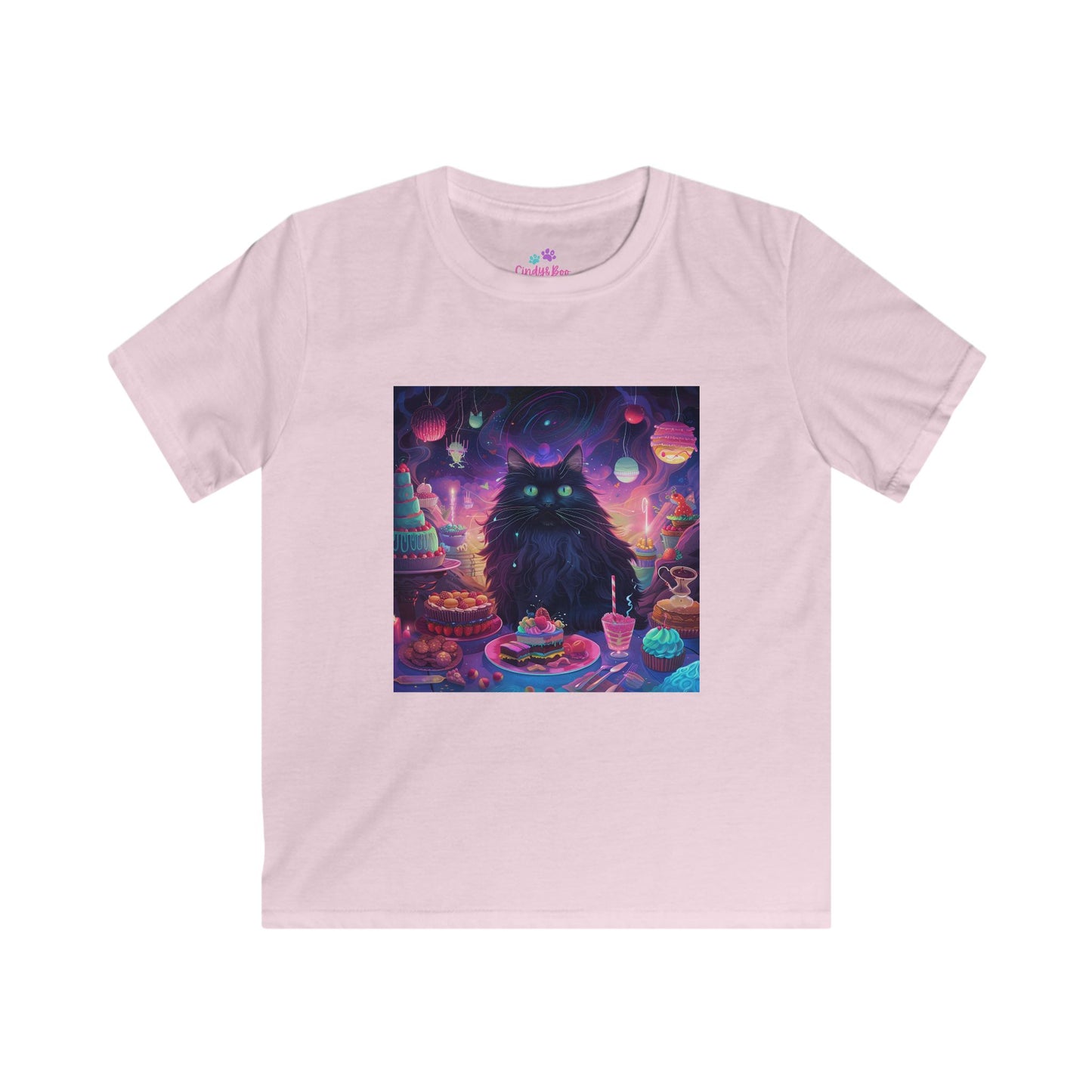 Scrumptiously Sweet Black Cat Kids Softstyle Tee