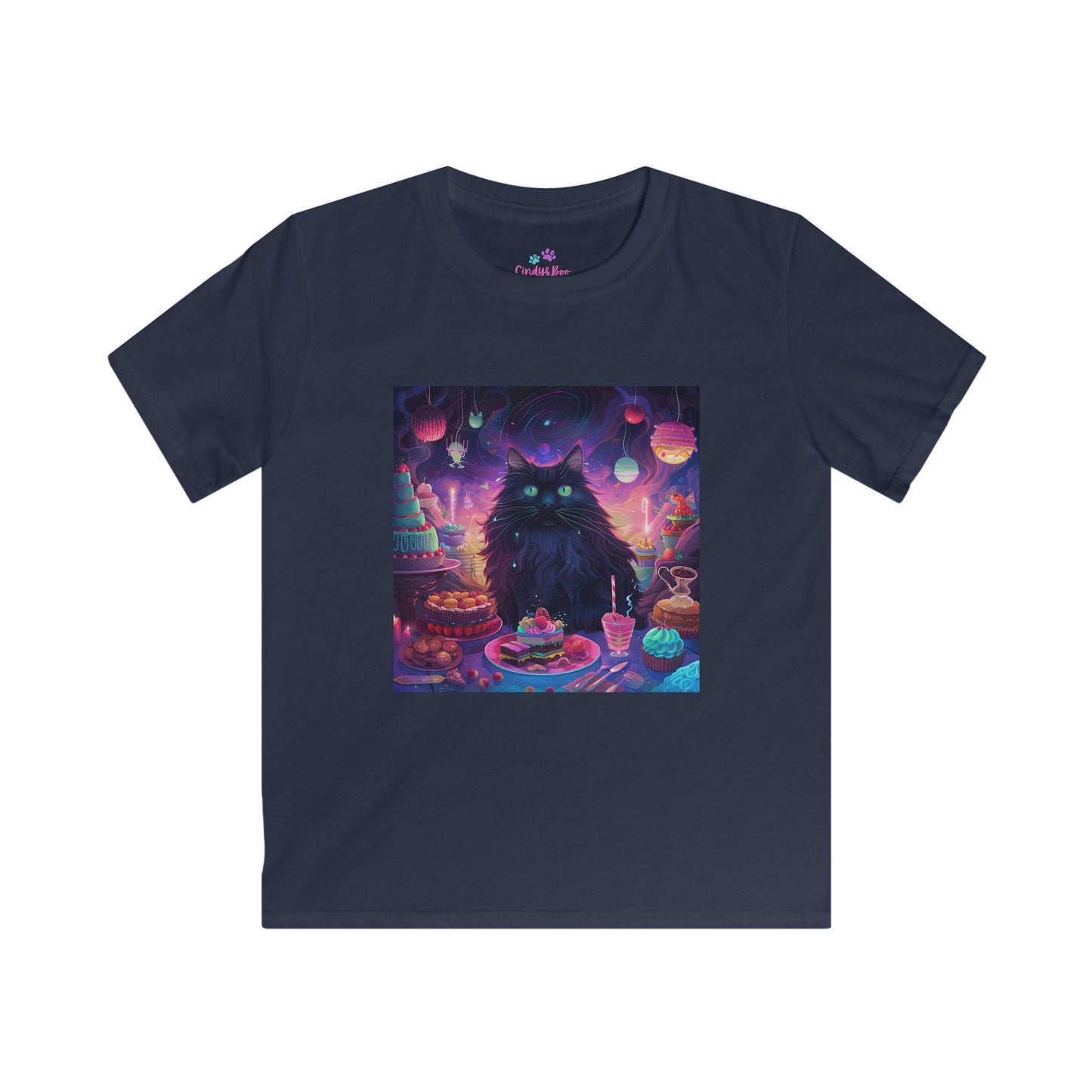 Scrumptiously Sweet Black Cat Kids Softstyle Tee