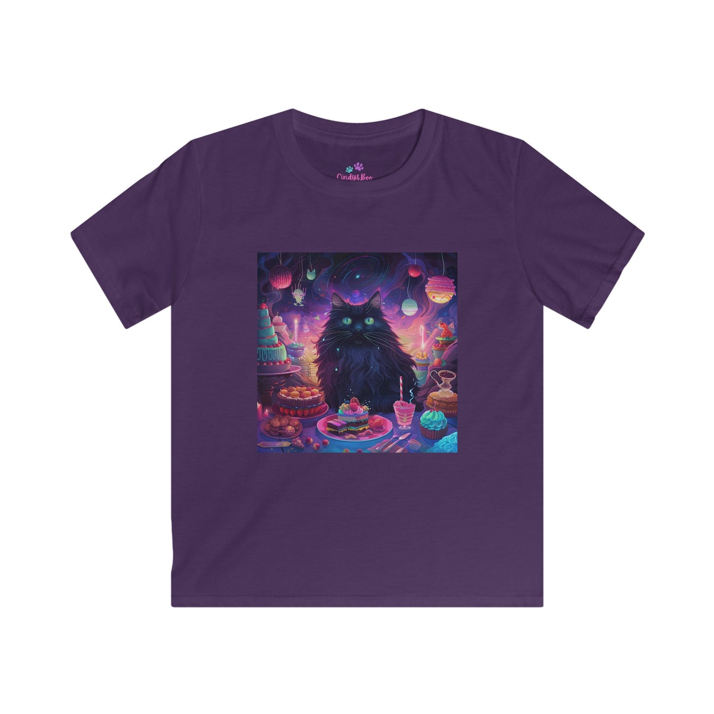 Scrumptiously Sweet Black Cat Kids Softstyle Tee
