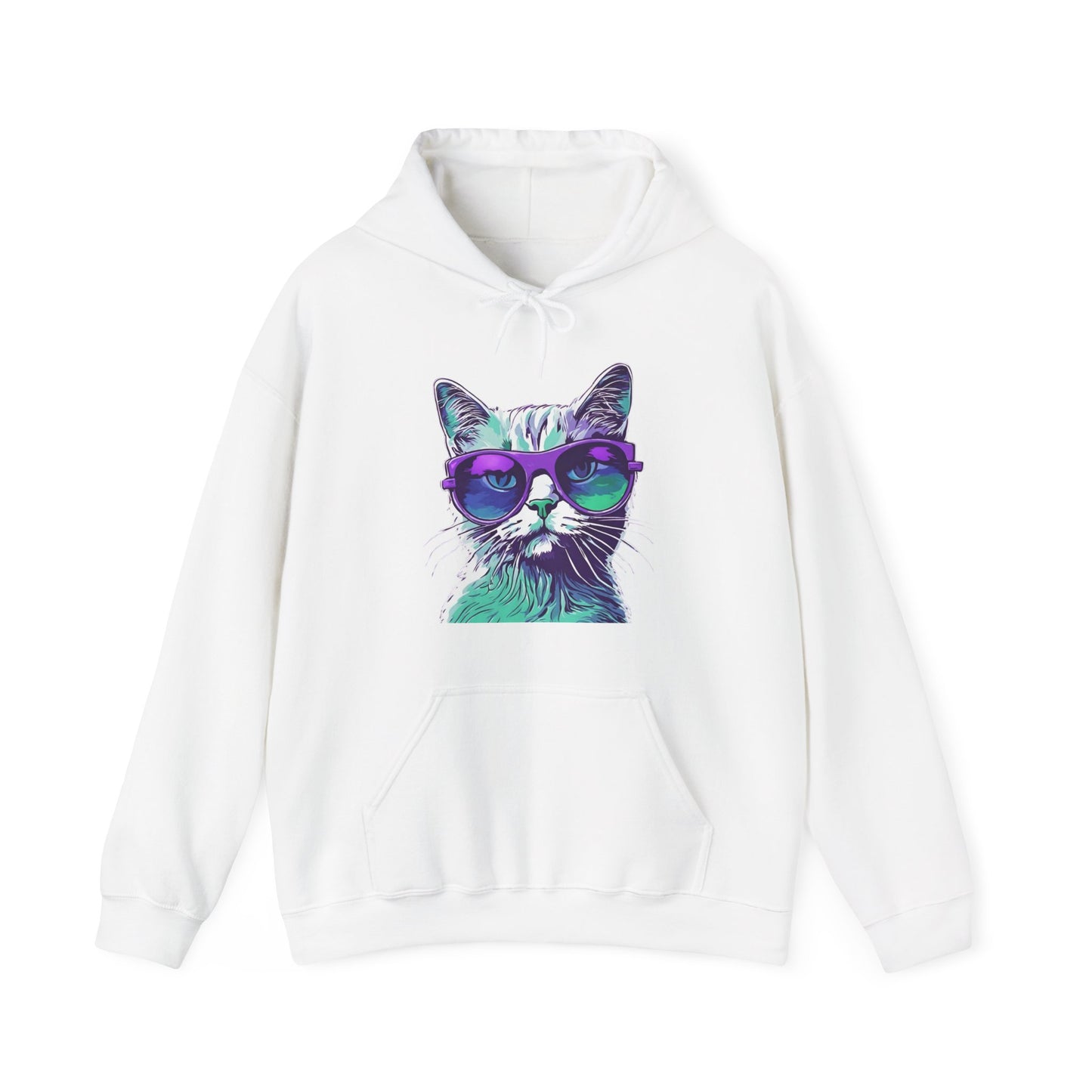 Colourful Cat Hoodie, Hoodie for Women, Women's Hoody, Cat Clothing for Women.