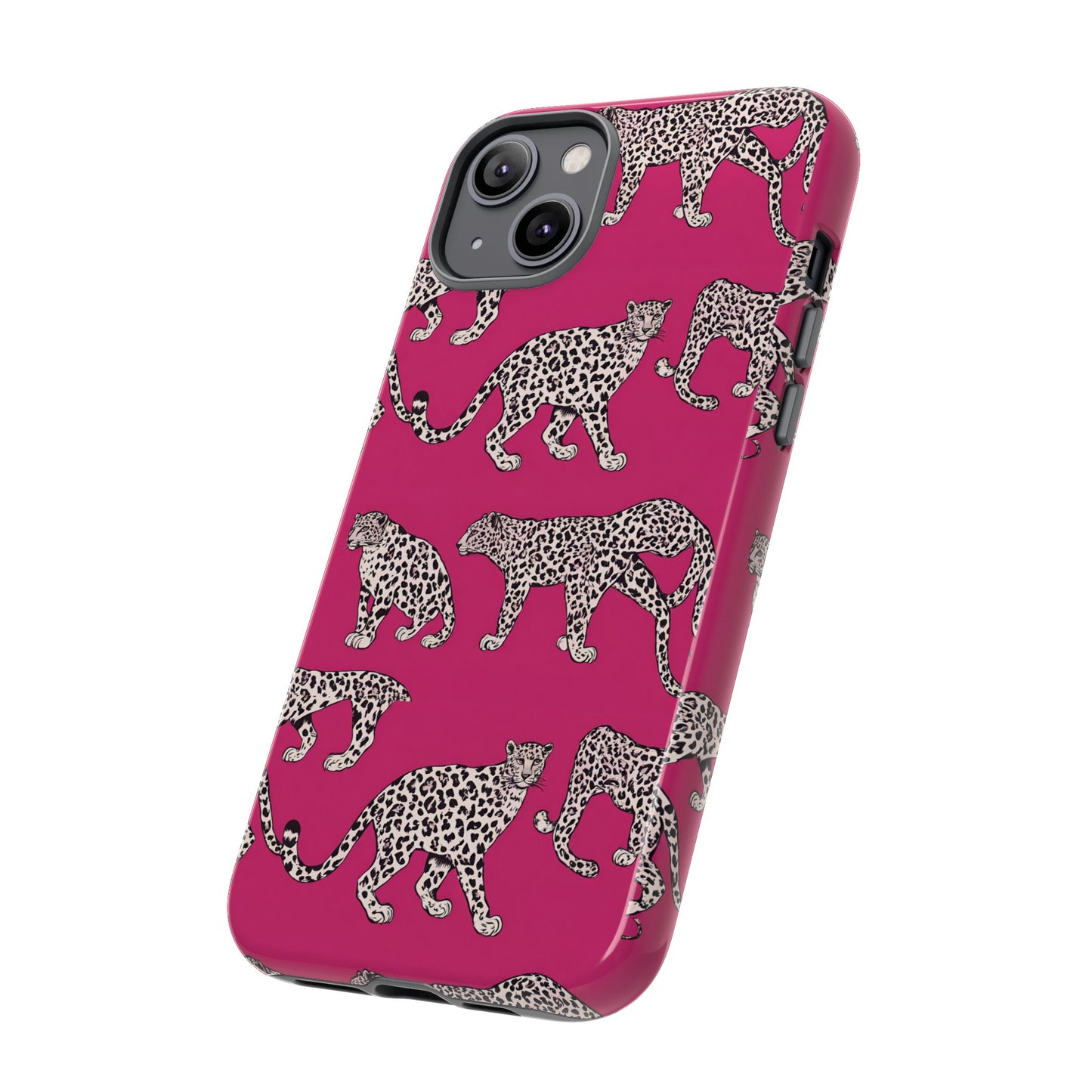 Leopard Pink Hard Phone Case for iPhone, 15, 14,13,12,11,X Google Pixel, Samsung Galaxy Phone. Cat Lover Gift, Gift for Her.