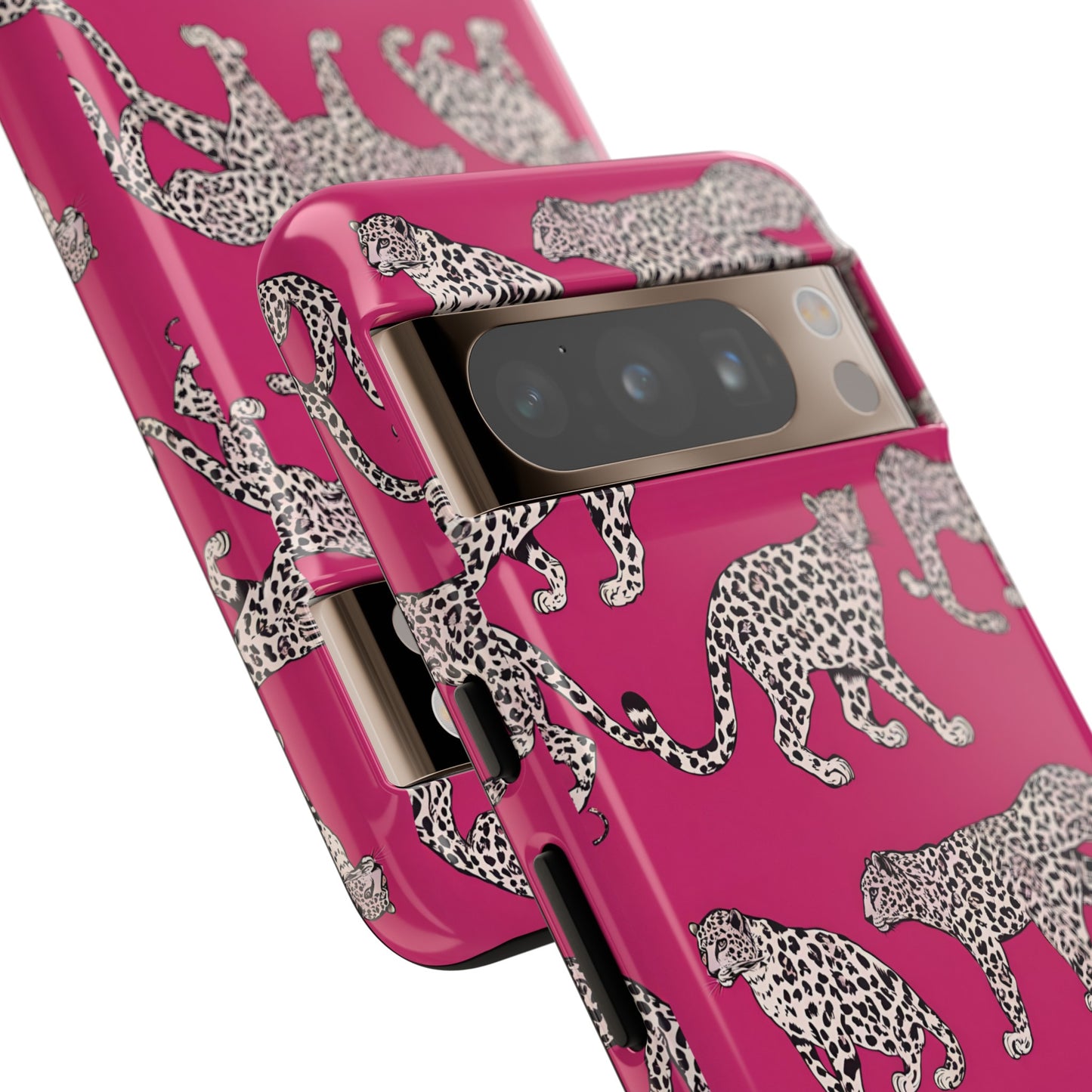 Leopard Pink Hard Phone Case for iPhone, 15, 14,13,12,11,X Google Pixel, Samsung Galaxy Phone. Cat Lover Gift, Gift for Her.