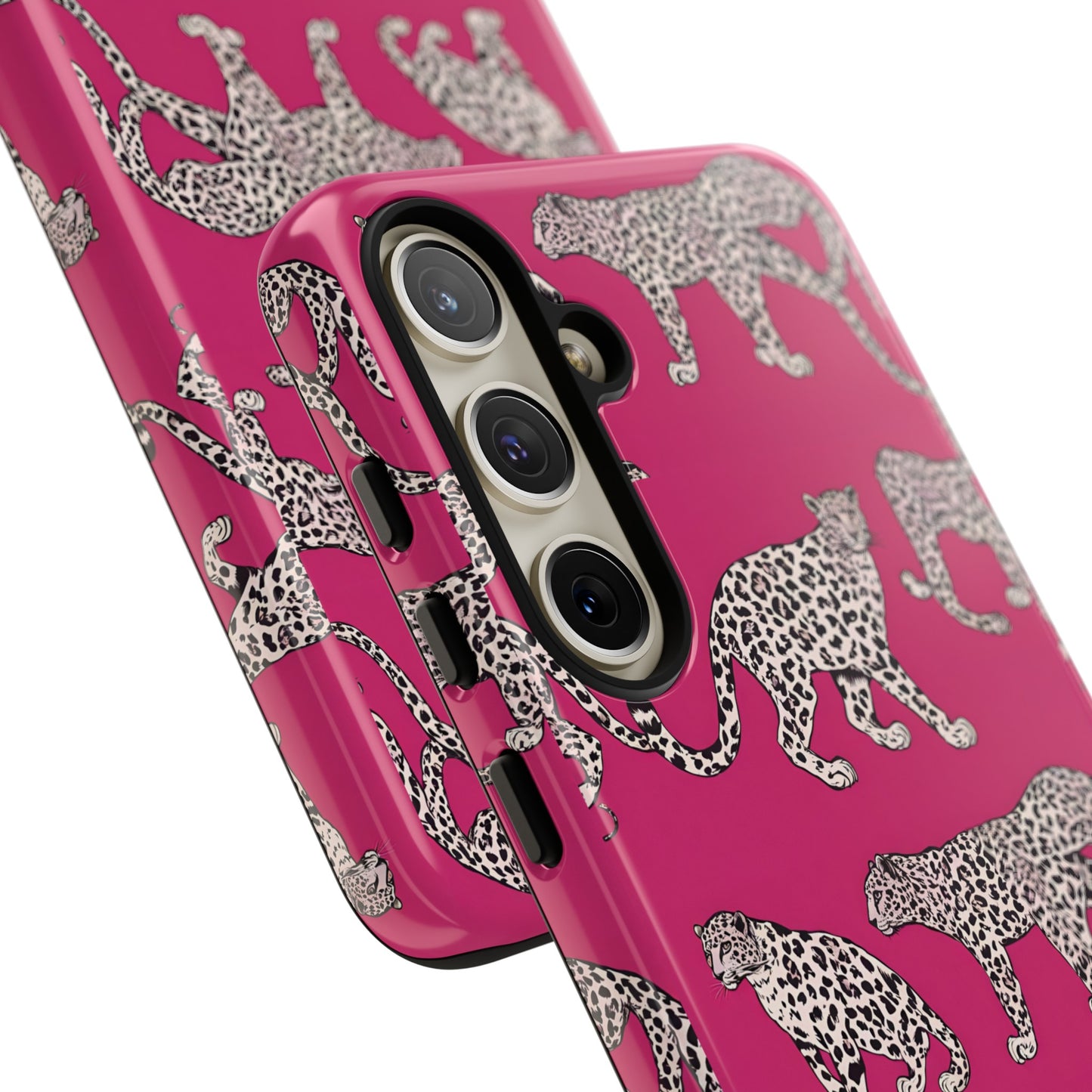 Leopard Pink Hard Phone Case for iPhone, 15, 14,13,12,11,X Google Pixel, Samsung Galaxy Phone. Cat Lover Gift, Gift for Her.