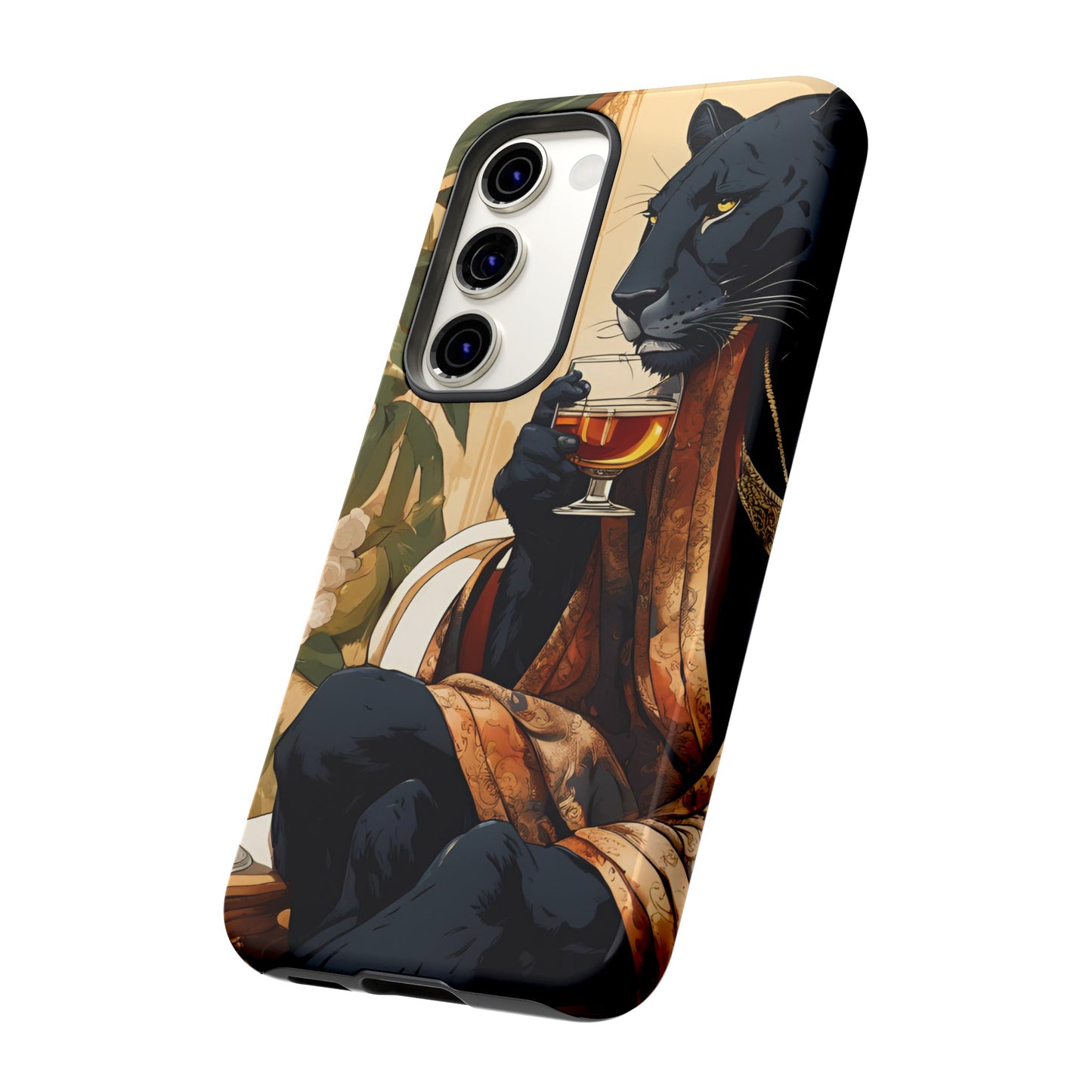 Hard Phone Case Whimsical Leopard Cat Phone Case, iPhone, Google Pixel, Samsung Galaxy Pixel, Cat Lover Gift, Gift for Him, Gift for Her