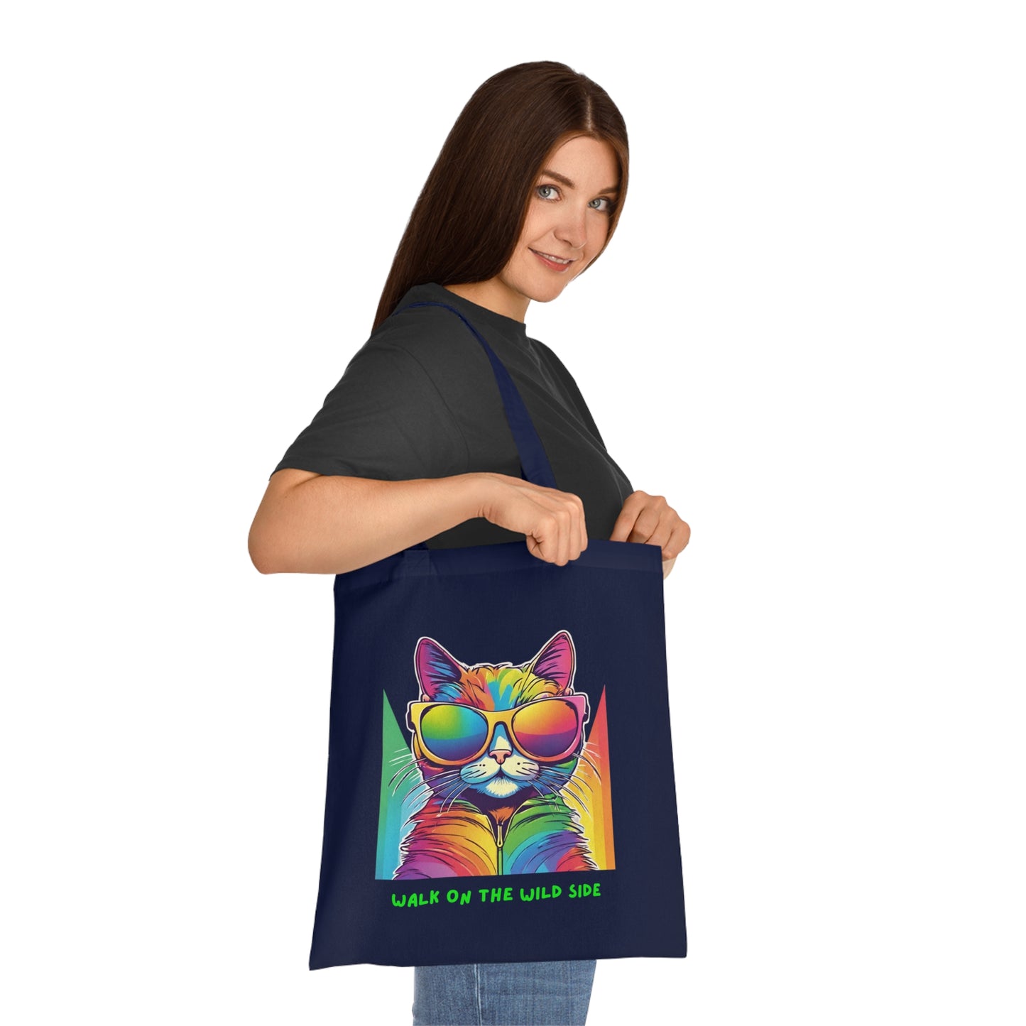 Cotton Tote Cute Sassy Cat Walk on the Wild Side