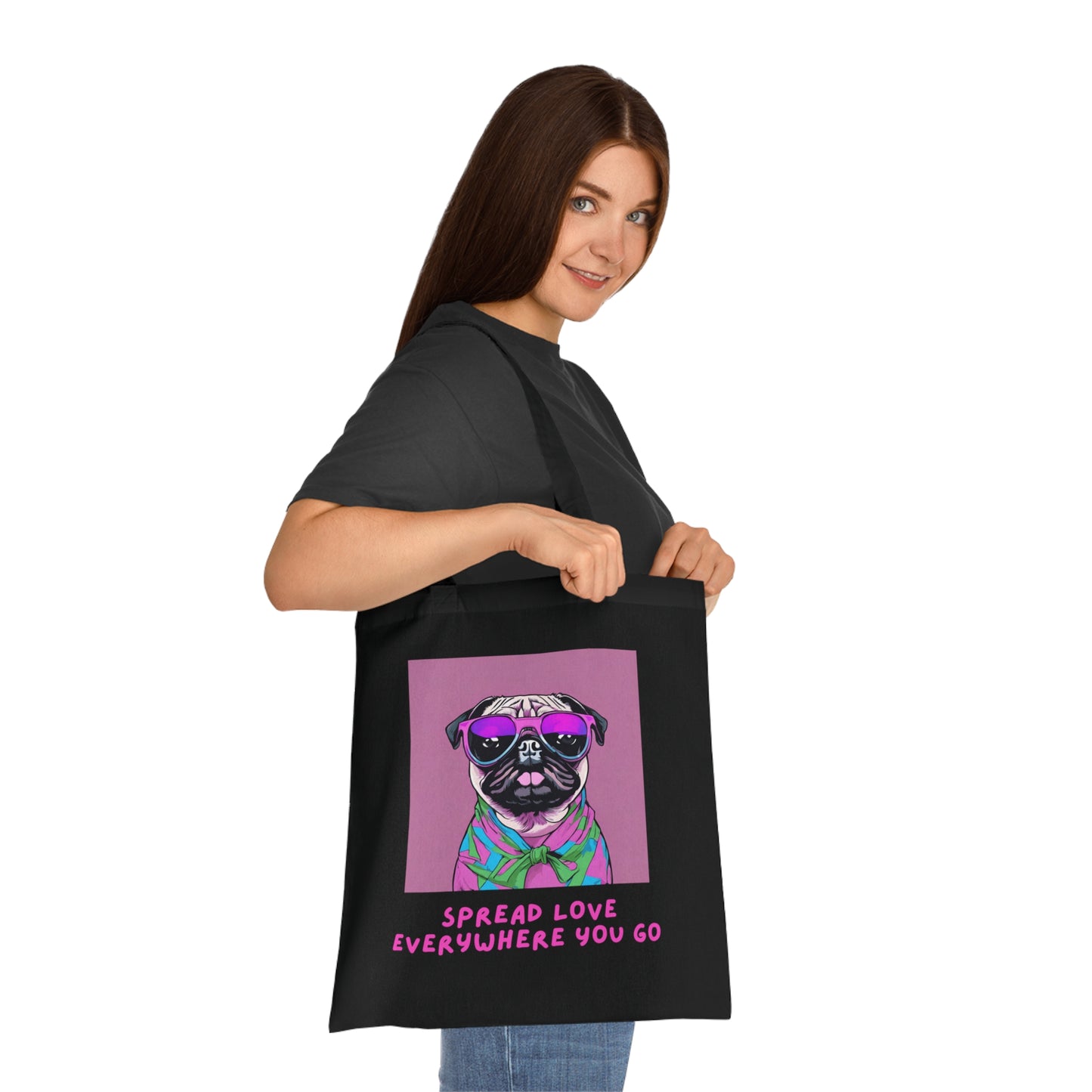 Cotton Tote Cute Pug Spread Lover Wherever You Go