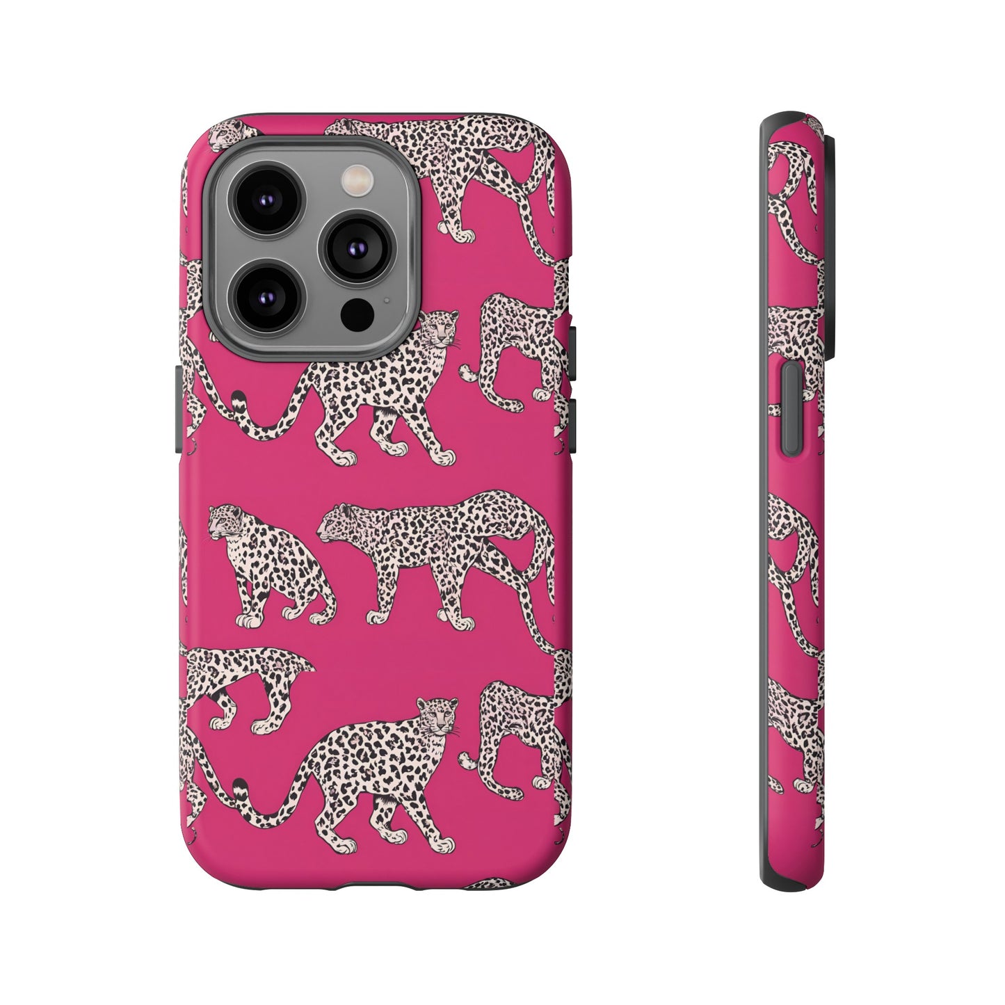 Leopard Pink Hard Phone Case for iPhone, 15, 14,13,12,11,X Google Pixel, Samsung Galaxy Phone. Cat Lover Gift, Gift for Her.