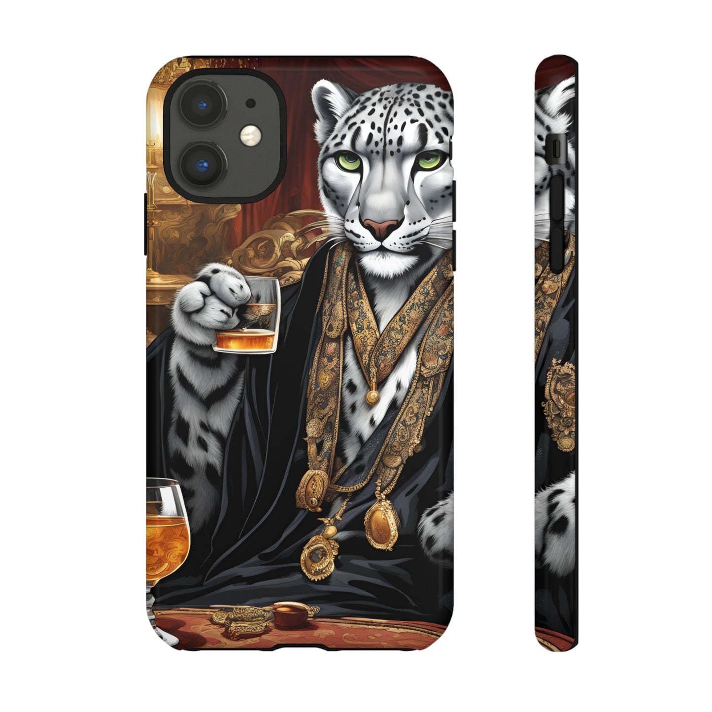 Hard Phone Case Whimsical Leopard Cat Phone Case, iPhone 15 14 13 , Samsung Galaxy Pixel Case,Cat Lover Gift, Gift for him,Gift for her