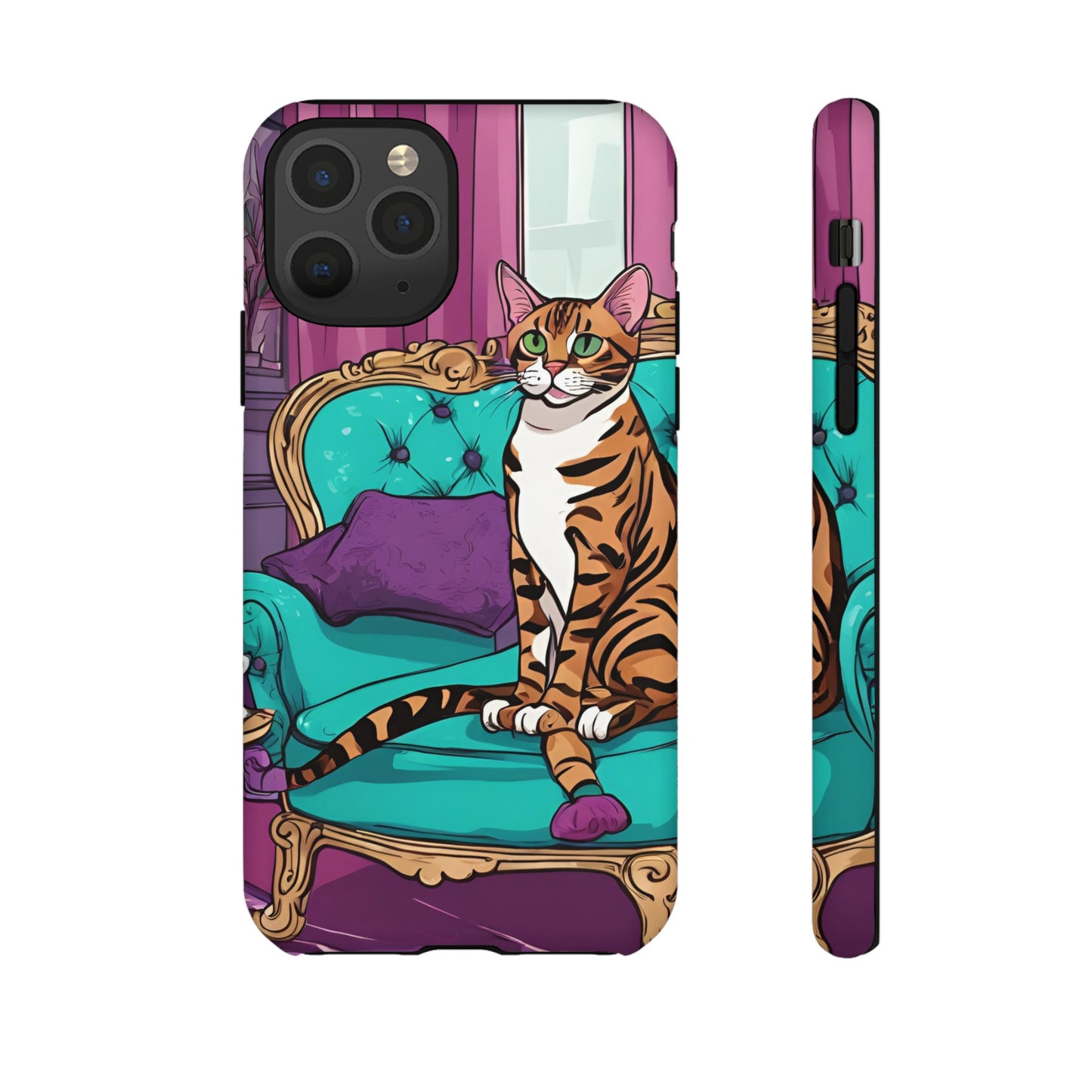 Hard Phone Case Whimsical Cat for iPhone 15, 14,13,12,11,X, Google Pixel, Samsung Galaxy, Cat Lover Gift, Gift for Her, Gift for Mom.