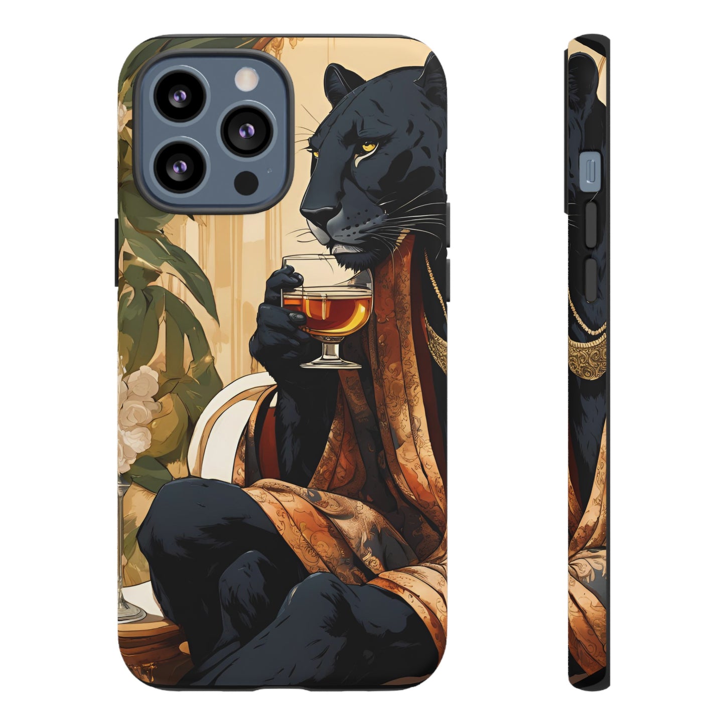 Hard Phone Case Whimsical Leopard Cat Phone Case, iPhone, Google Pixel, Samsung Galaxy Pixel, Cat Lover Gift, Gift for Him, Gift for Her