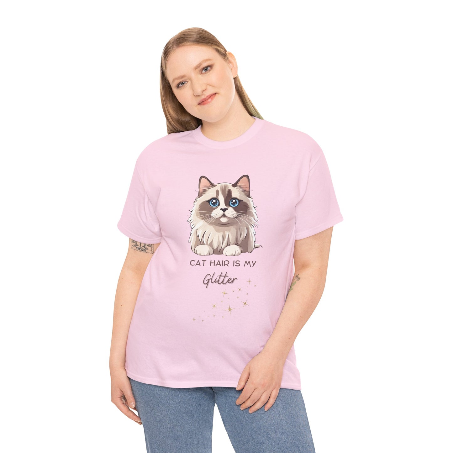 Cat T-Shirt, Hair is My Glitter Ragdoll Unisex Jersey Short Sleeve Cat T-Shirt