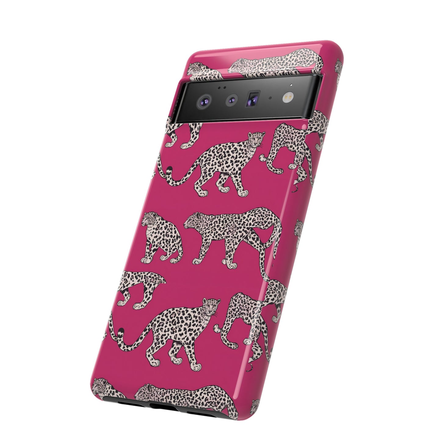 Leopard Pink Hard Phone Case for iPhone, 15, 14,13,12,11,X Google Pixel, Samsung Galaxy Phone. Cat Lover Gift, Gift for Her.