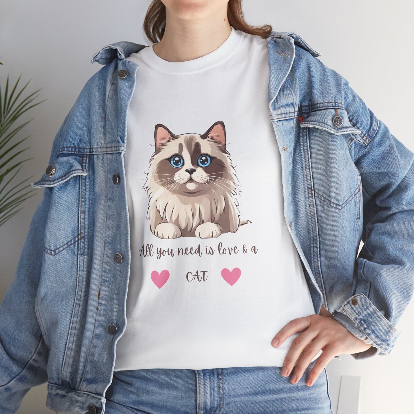 Cute  Cat T-Shirt All You Need is Love & a Cat Unisex Jersey Short Sleeve Tee