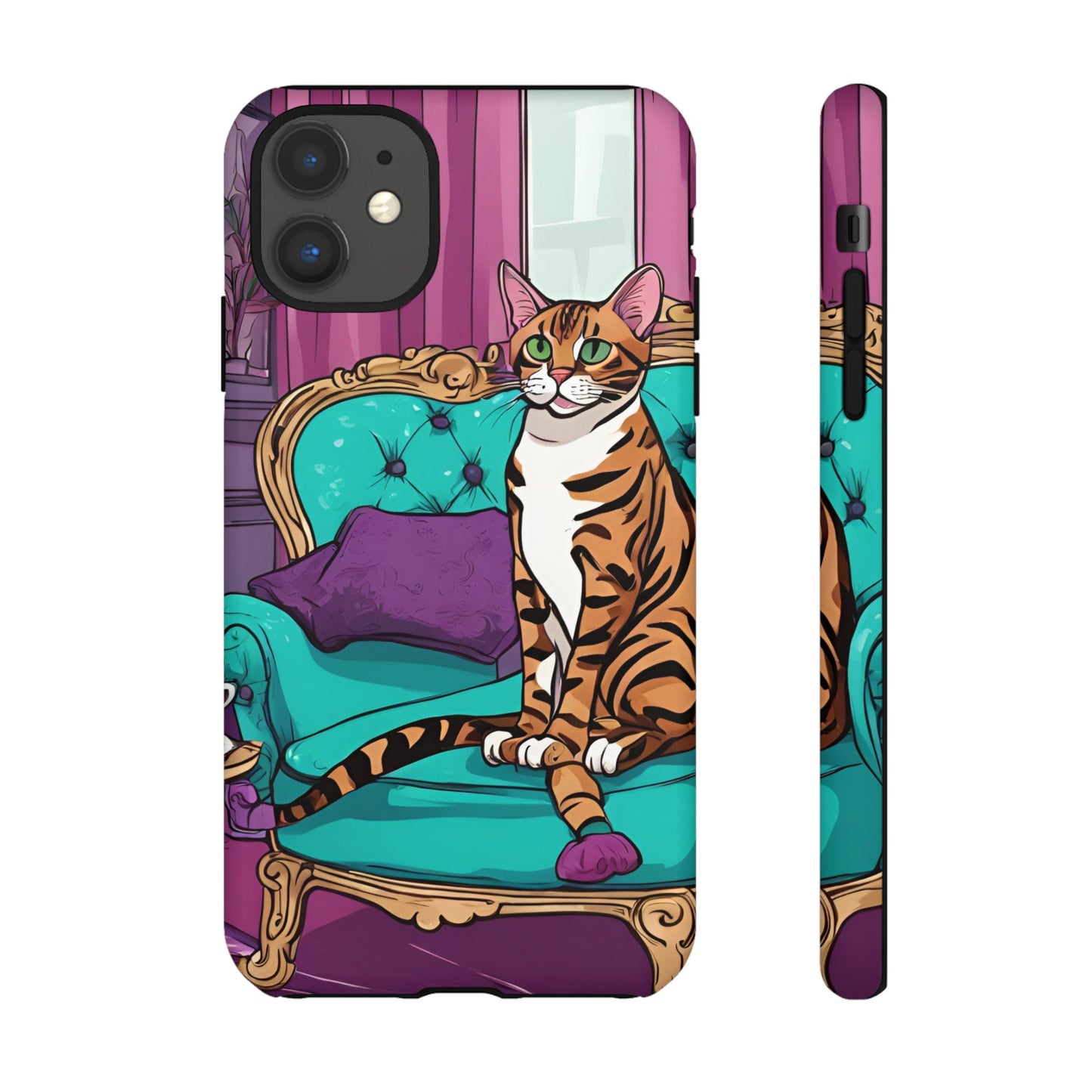 Hard Phone Case Whimsical Cat for iPhone 15, 14,13,12,11,X, Google Pixel, Samsung Galaxy, Cat Lover Gift, Gift for Her, Gift for Mom.