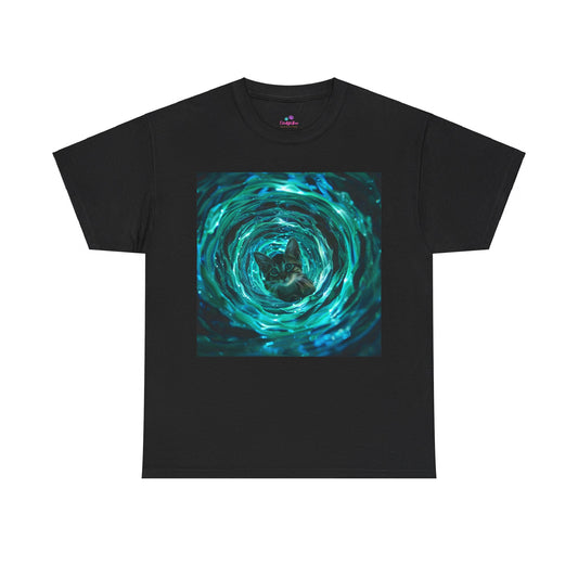 Cat in Vortex Green Blue, Cat T-Shirt, Cat Lover Gift, Cat in Space Shirt, Space Lover Gift, Gift for Her, Gift for Him