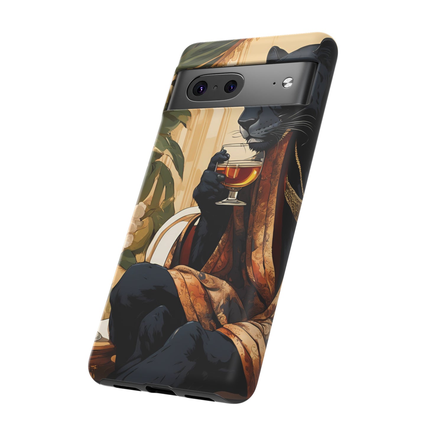 Hard Phone Case Whimsical Leopard Cat Phone Case, iPhone, Google Pixel, Samsung Galaxy Pixel, Cat Lover Gift, Gift for Him, Gift for Her