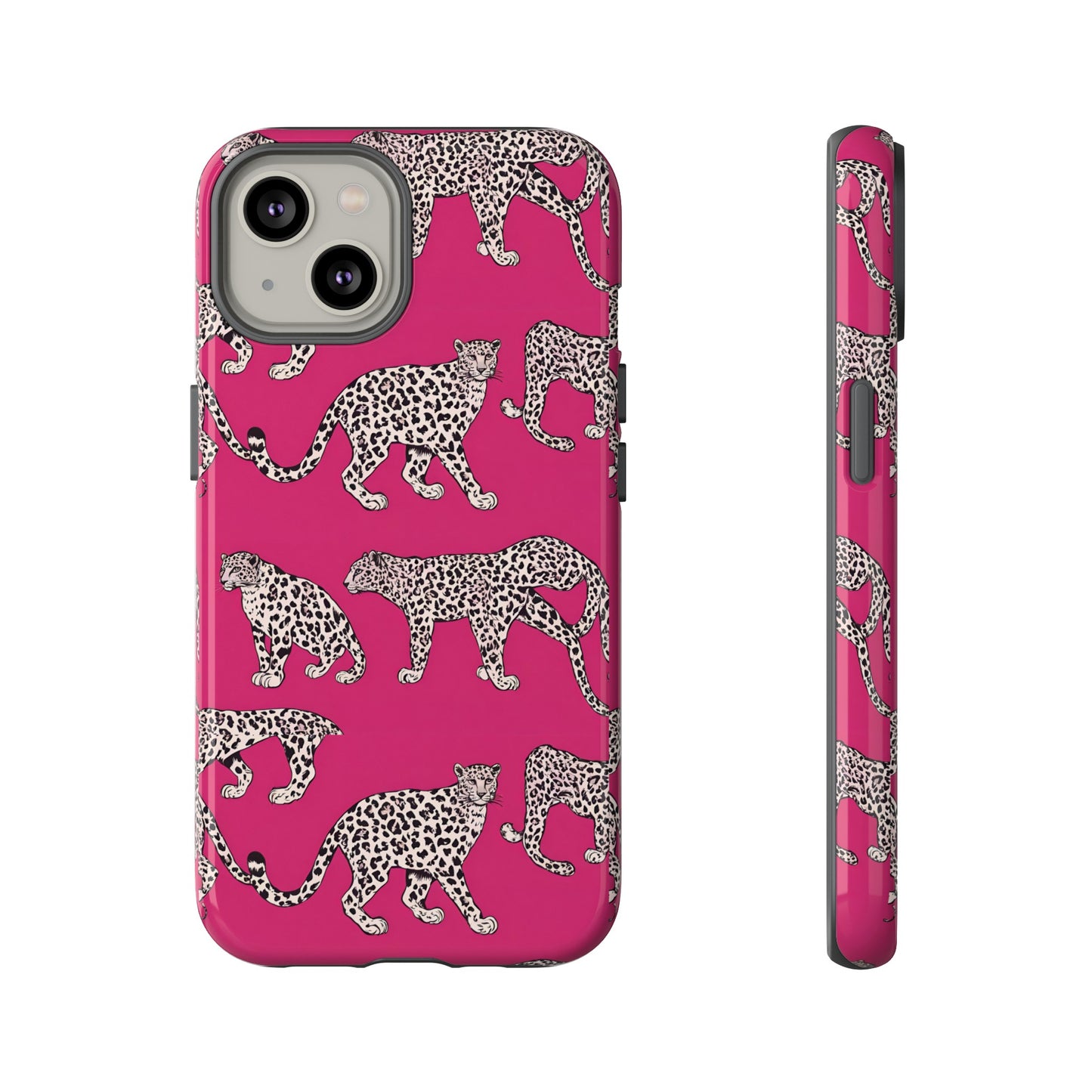 Leopard Pink Hard Phone Case for iPhone, 15, 14,13,12,11,X Google Pixel, Samsung Galaxy Phone. Cat Lover Gift, Gift for Her.