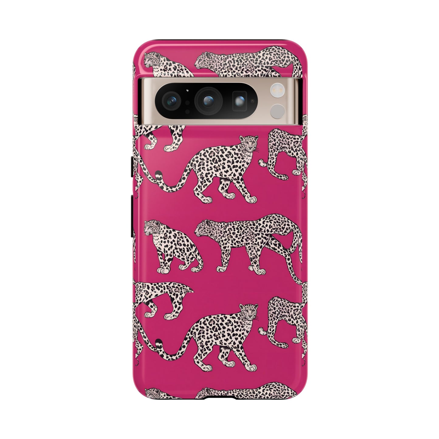 Leopard Pink Hard Phone Case for iPhone, 15, 14,13,12,11,X Google Pixel, Samsung Galaxy Phone. Cat Lover Gift, Gift for Her.