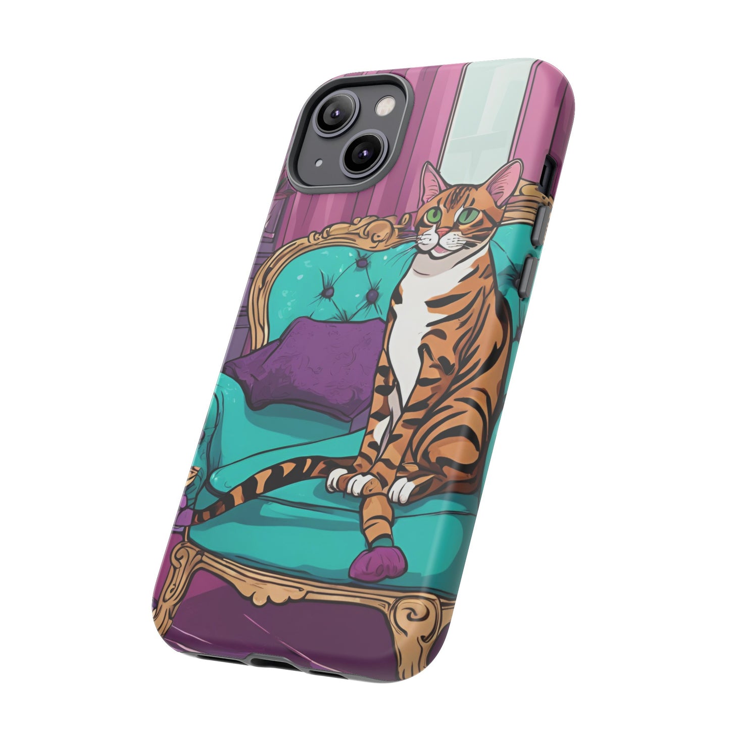 Hard Phone Case Whimsical Cat for iPhone 15, 14,13,12,11,X, Google Pixel, Samsung Galaxy, Cat Lover Gift, Gift for Her, Gift for Mom.