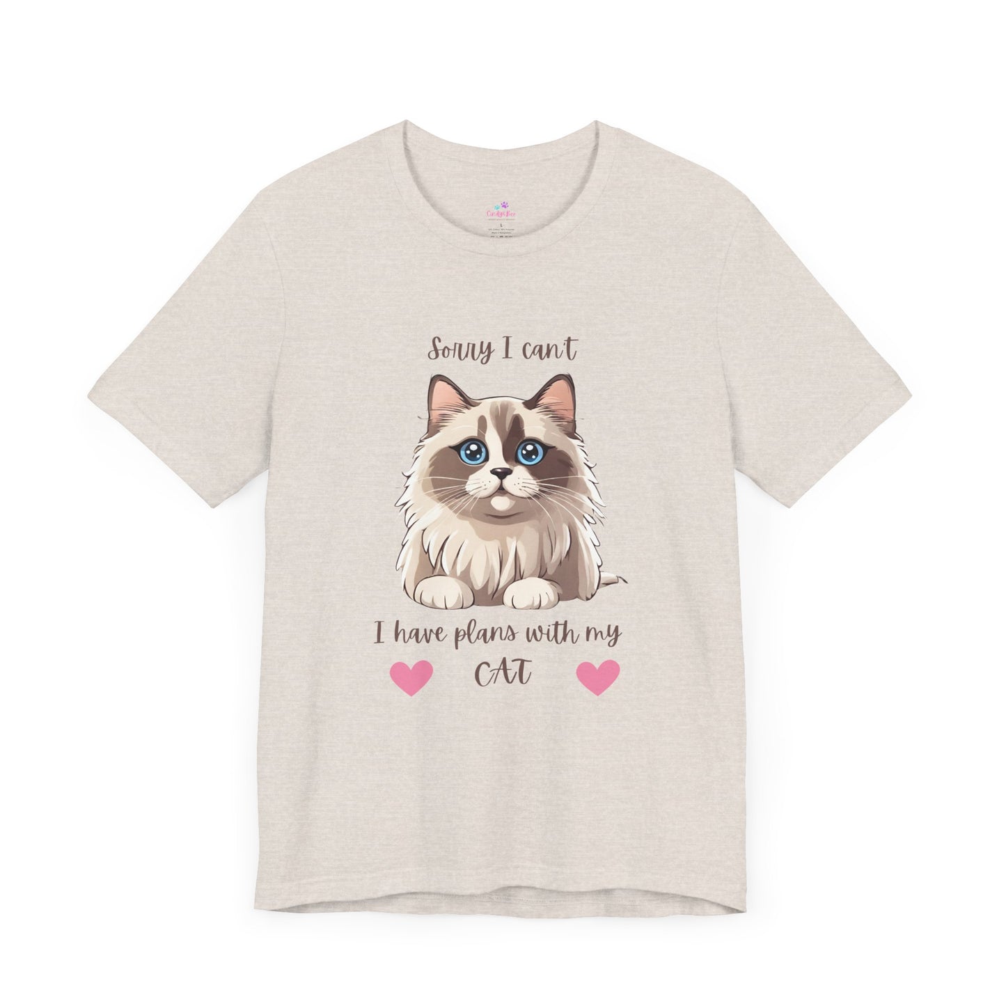 Cat T-Shirt Sorry I Can't I Have Plans With My Cat Cute Unisex Jersey Short Sleeve