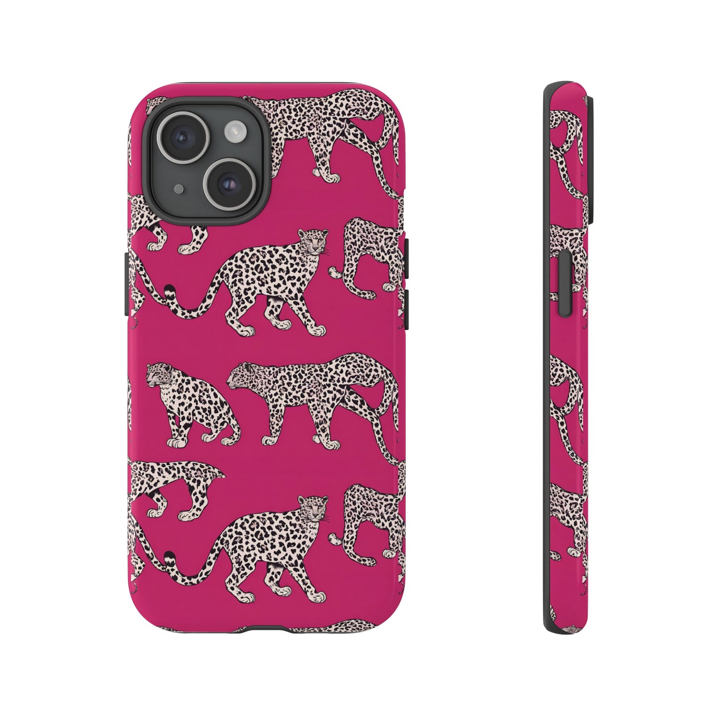 Leopard Pink Hard Phone Case for iPhone, 15, 14,13,12,11,X Google Pixel, Samsung Galaxy Phone. Cat Lover Gift, Gift for Her.