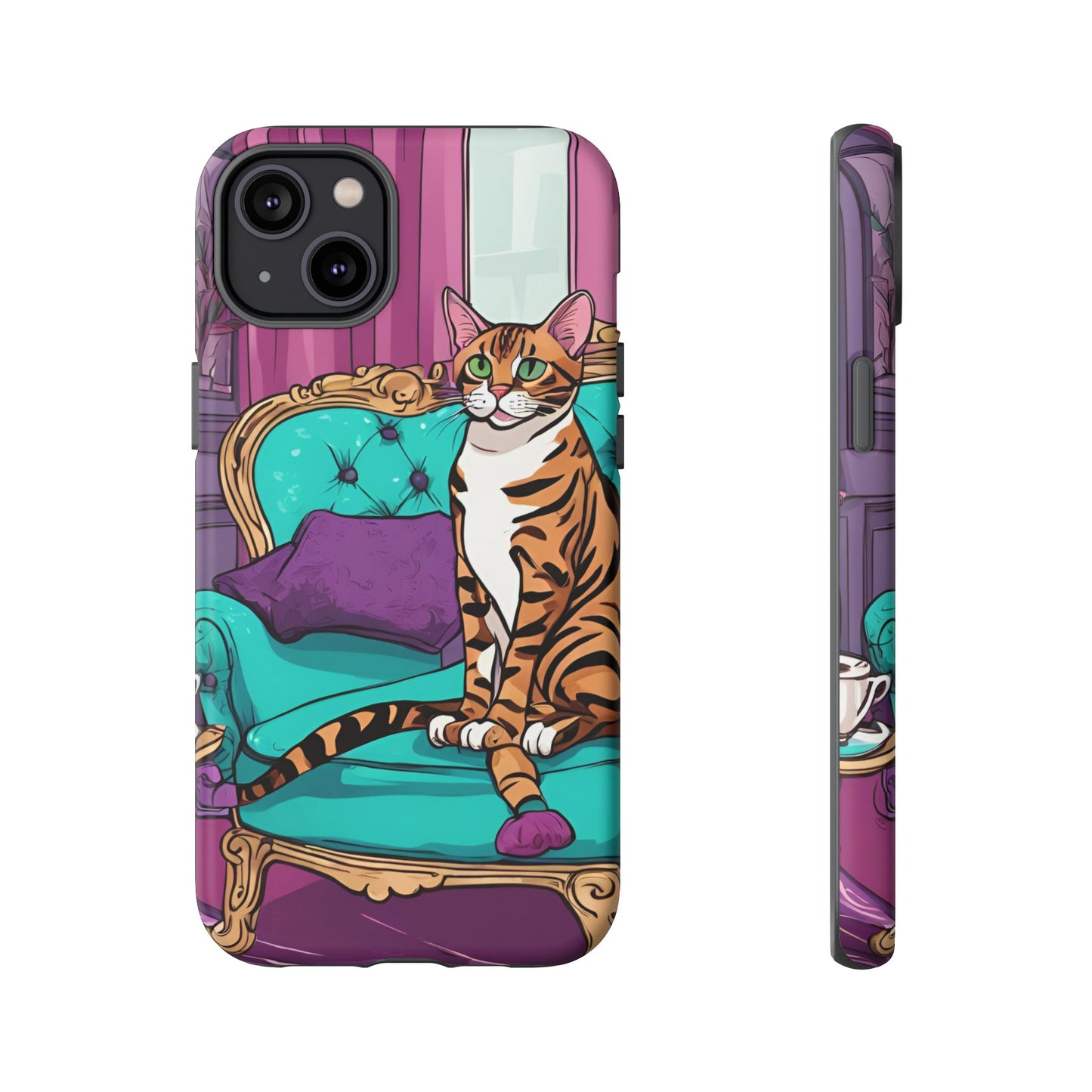 Hard Phone Case Whimsical Cat for iPhone 15, 14,13,12,11,X, Google Pixel, Samsung Galaxy, Cat Lover Gift, Gift for Her, Gift for Mom.