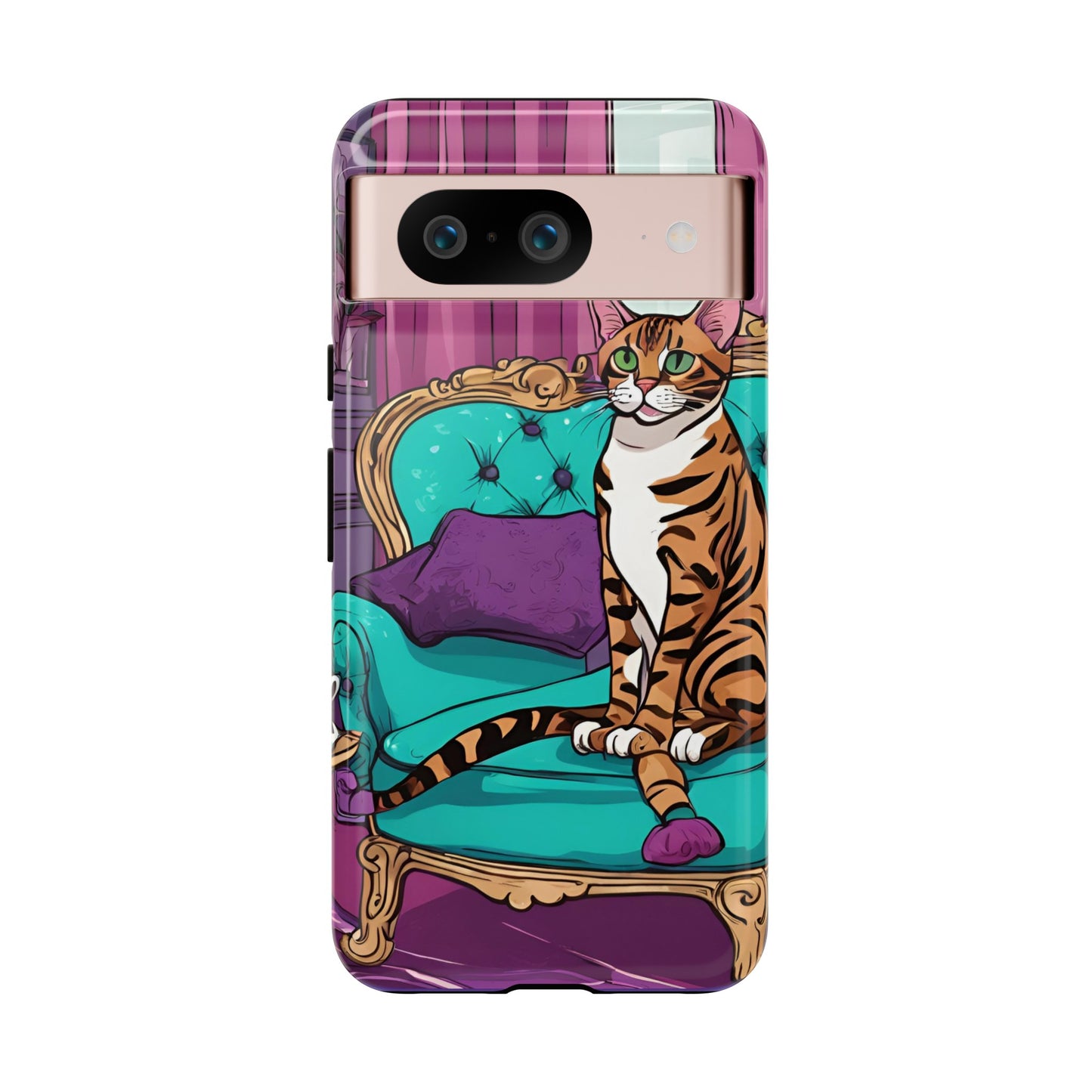 Hard Phone Case Whimsical Cat for iPhone 15, 14,13,12,11,X, Google Pixel, Samsung Galaxy, Cat Lover Gift, Gift for Her, Gift for Mom.