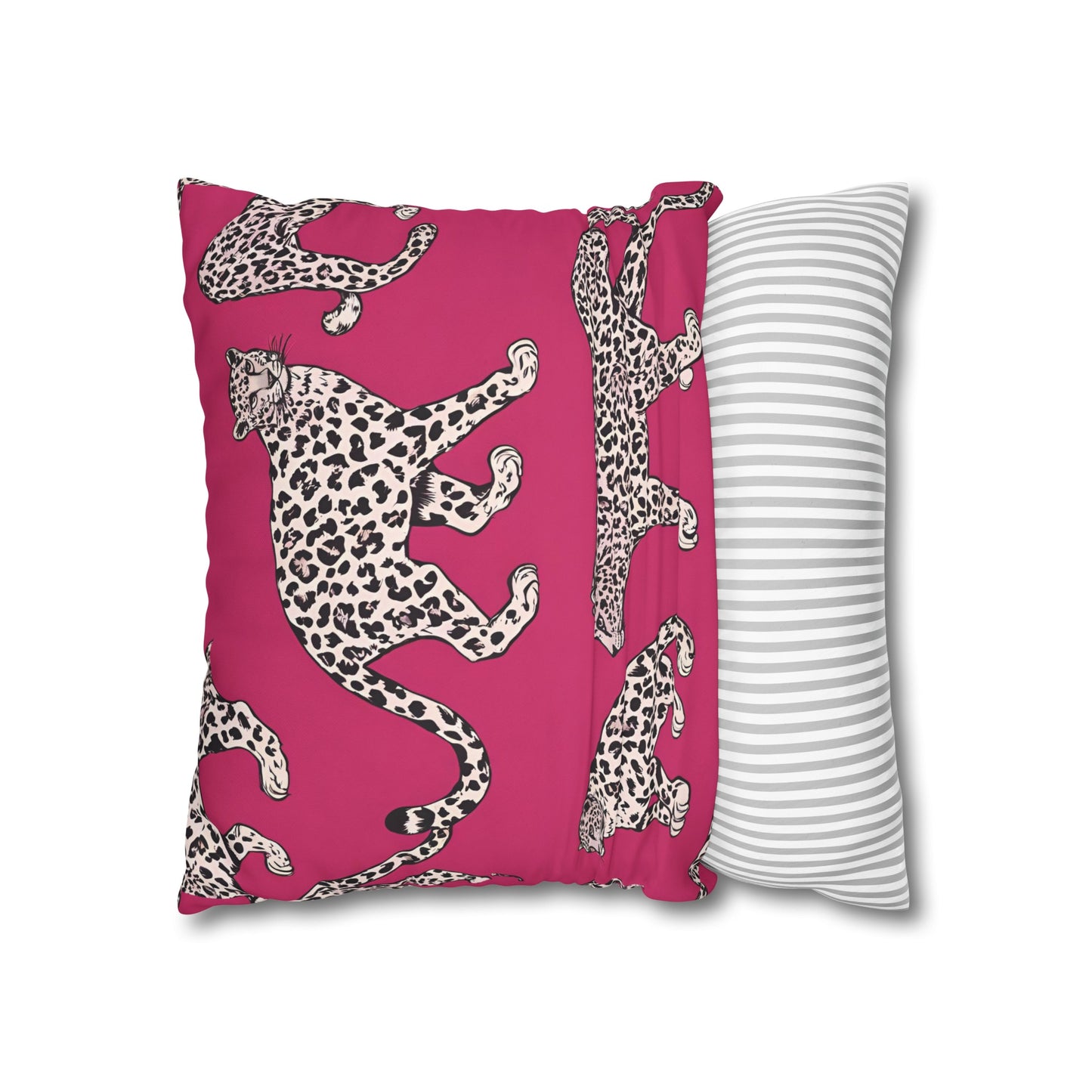 Leopard Pink Cushion Cover, Cat Lover Gift, Home Decor, Gift for Her, Gift for Mom, Birthday Gift, Animal Lover Gift