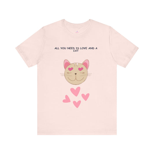 Kids Cat T-Shirt  All You Need is Love & a Cat Unisex Jersey Short Sleeve