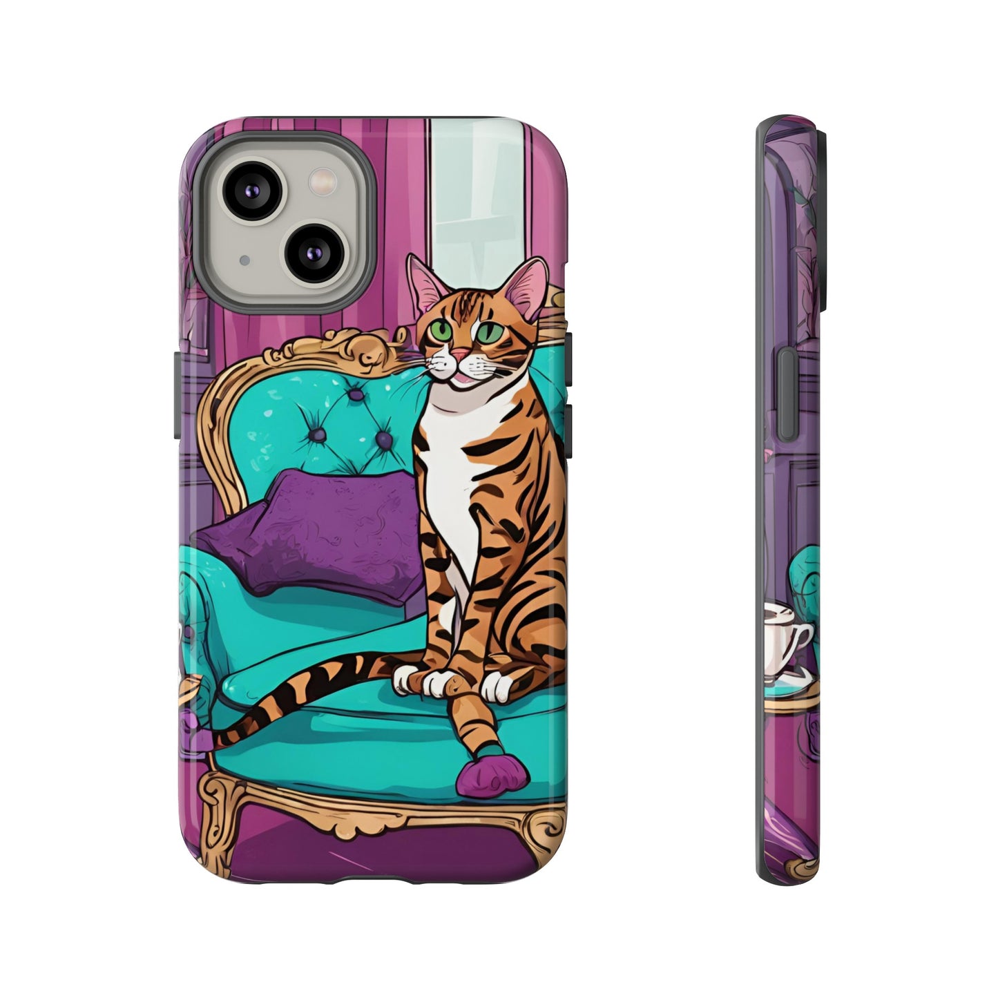 Hard Phone Case Whimsical Cat for iPhone 15, 14,13,12,11,X, Google Pixel, Samsung Galaxy, Cat Lover Gift, Gift for Her, Gift for Mom.