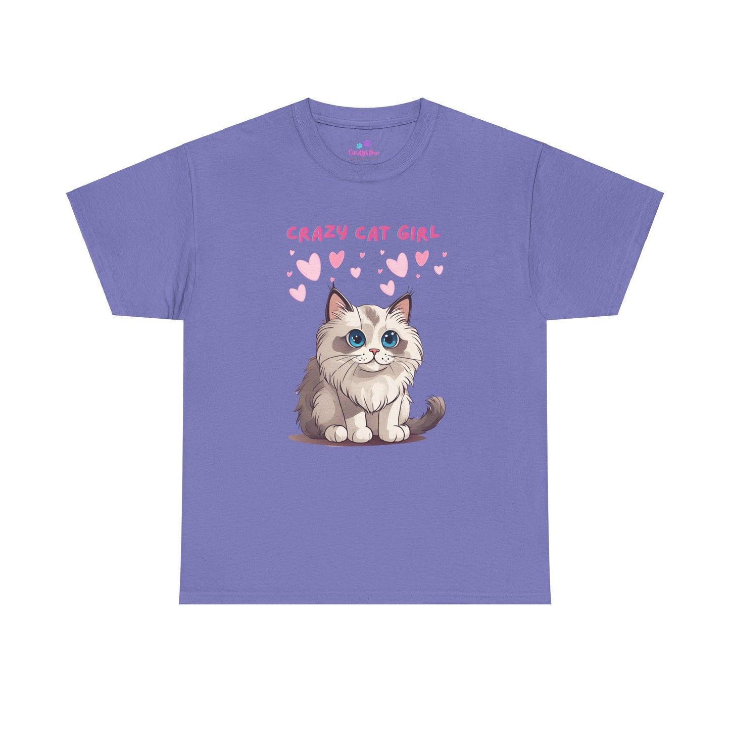 Crazy Cat Girl Women's T-Shirt  Cotton Short Sleeve