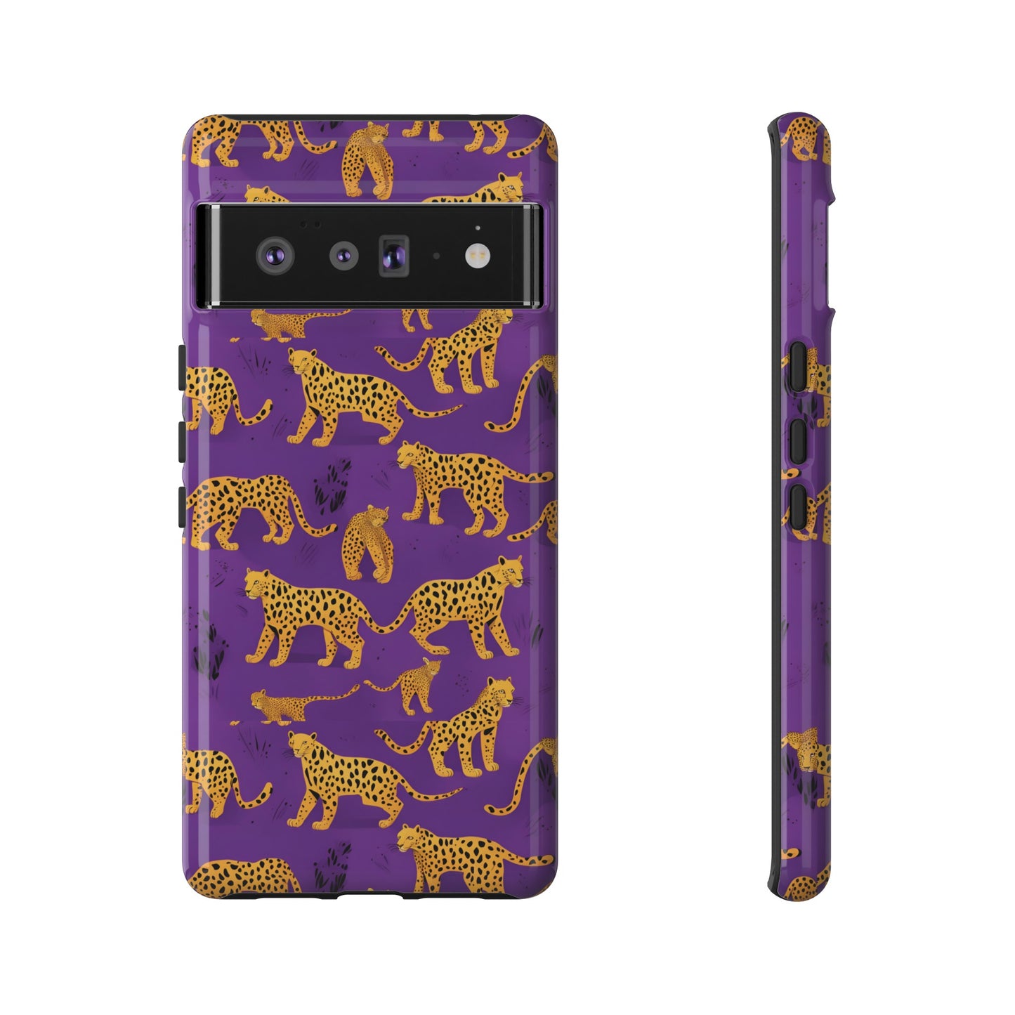 Hard Phone Case Purple Leopard, iPhone 15, 14,13,12,11,X Google Pixel, Samsung Galaxy