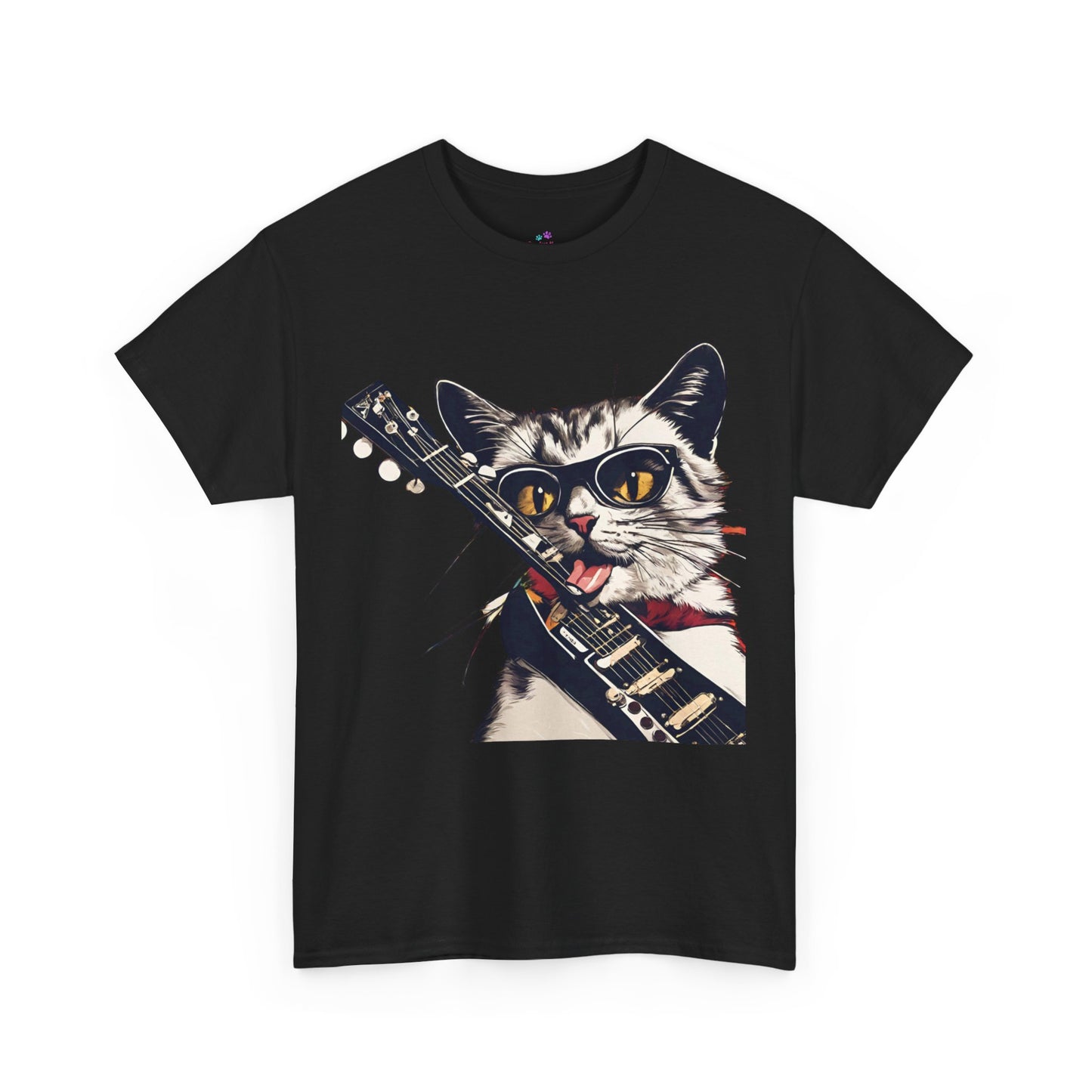 Rock Guitar Cat Unisex Jersey Short Sleeve Tee, Cat-T-Shirt, Cat Lover T-Shirt, Rock Lover Shirt