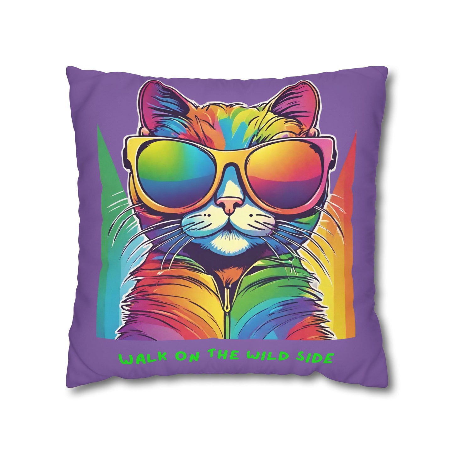 Cushion Cover Cute Cat Colourful Square Poly Canvas