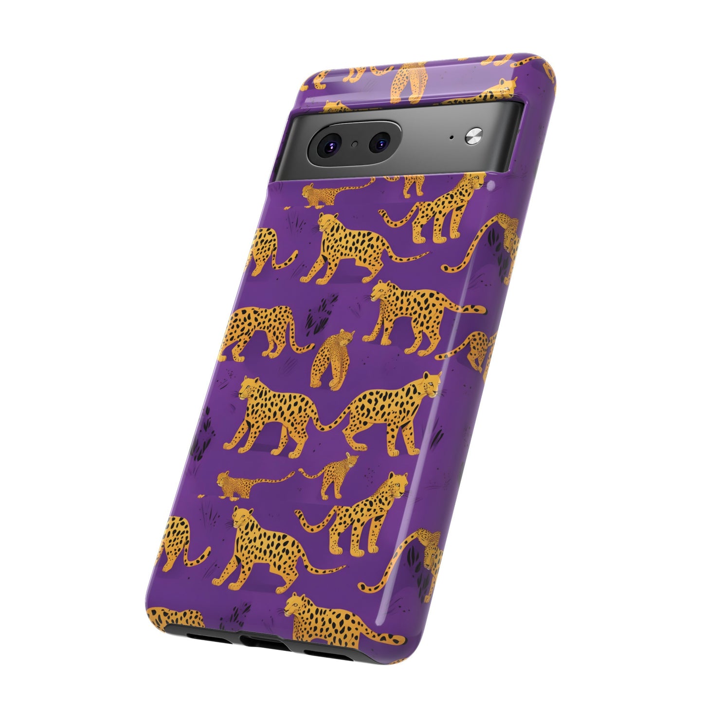 Hard Phone Case Purple Leopard, iPhone 15, 14,13,12,11,X Google Pixel, Samsung Galaxy