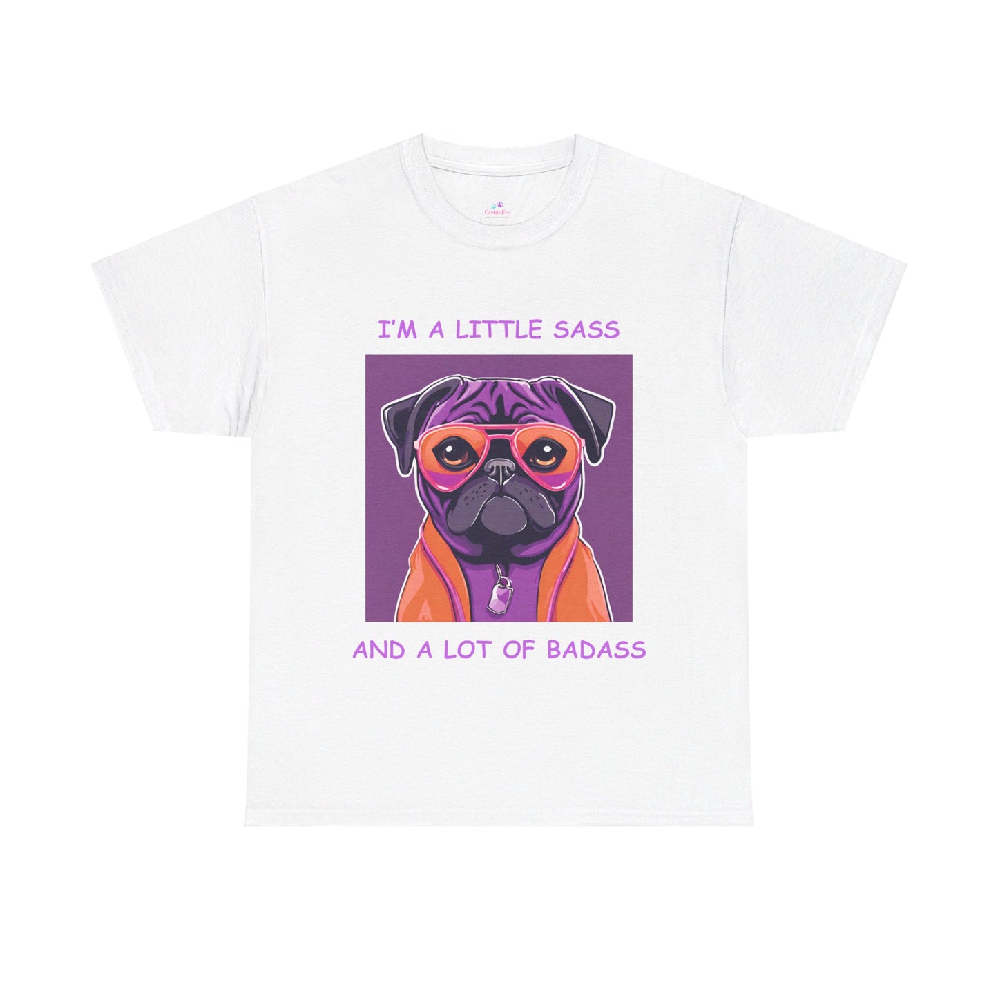 Pug I'm a Little Sass and a Lot of Badass Sassy Pug Unisex Jersey Short Sleeve Tee  Cat Funny Cat Love  Kitten Kids Tee Animal Lover Gift