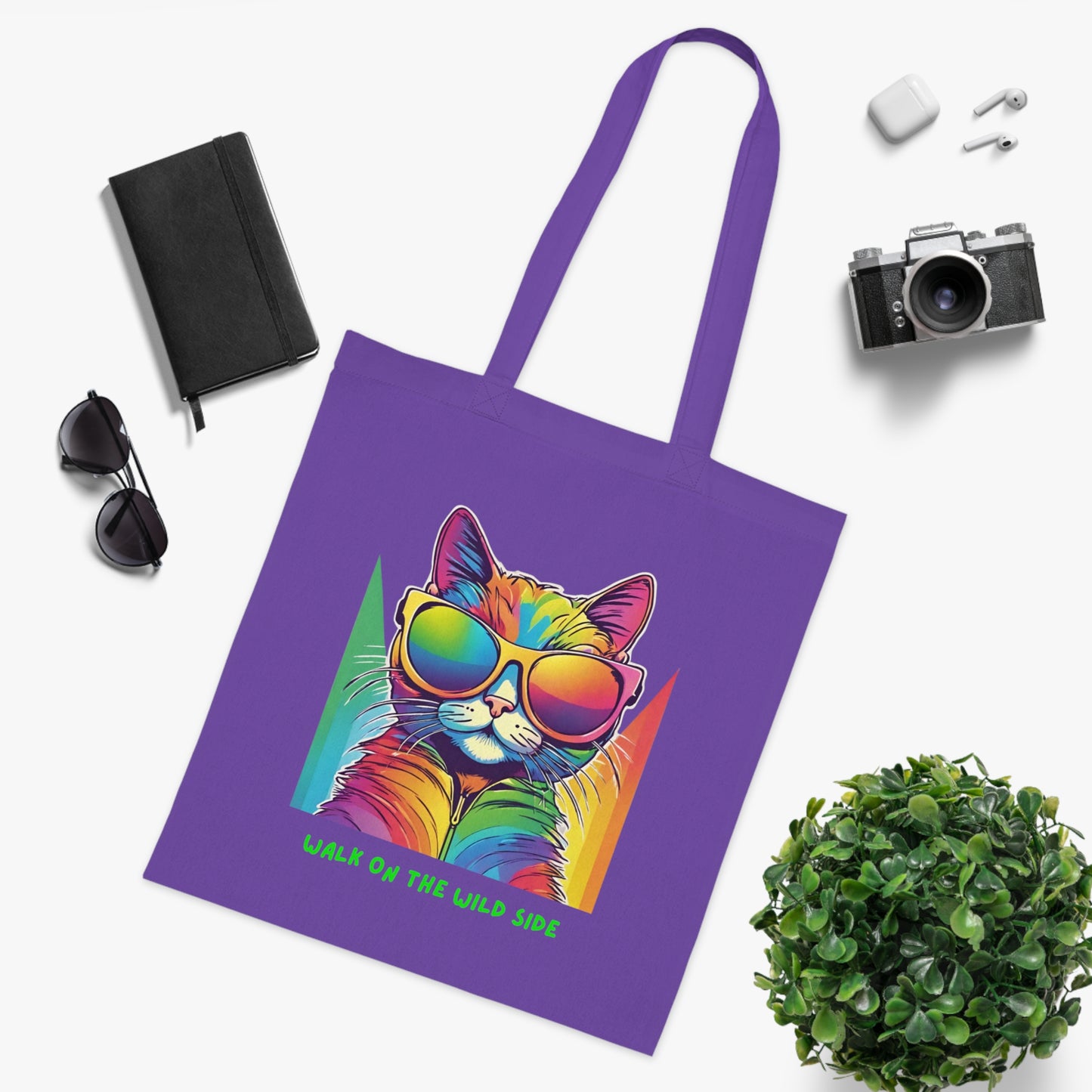 Cotton Tote Cute Sassy Cat Walk on the Wild Side