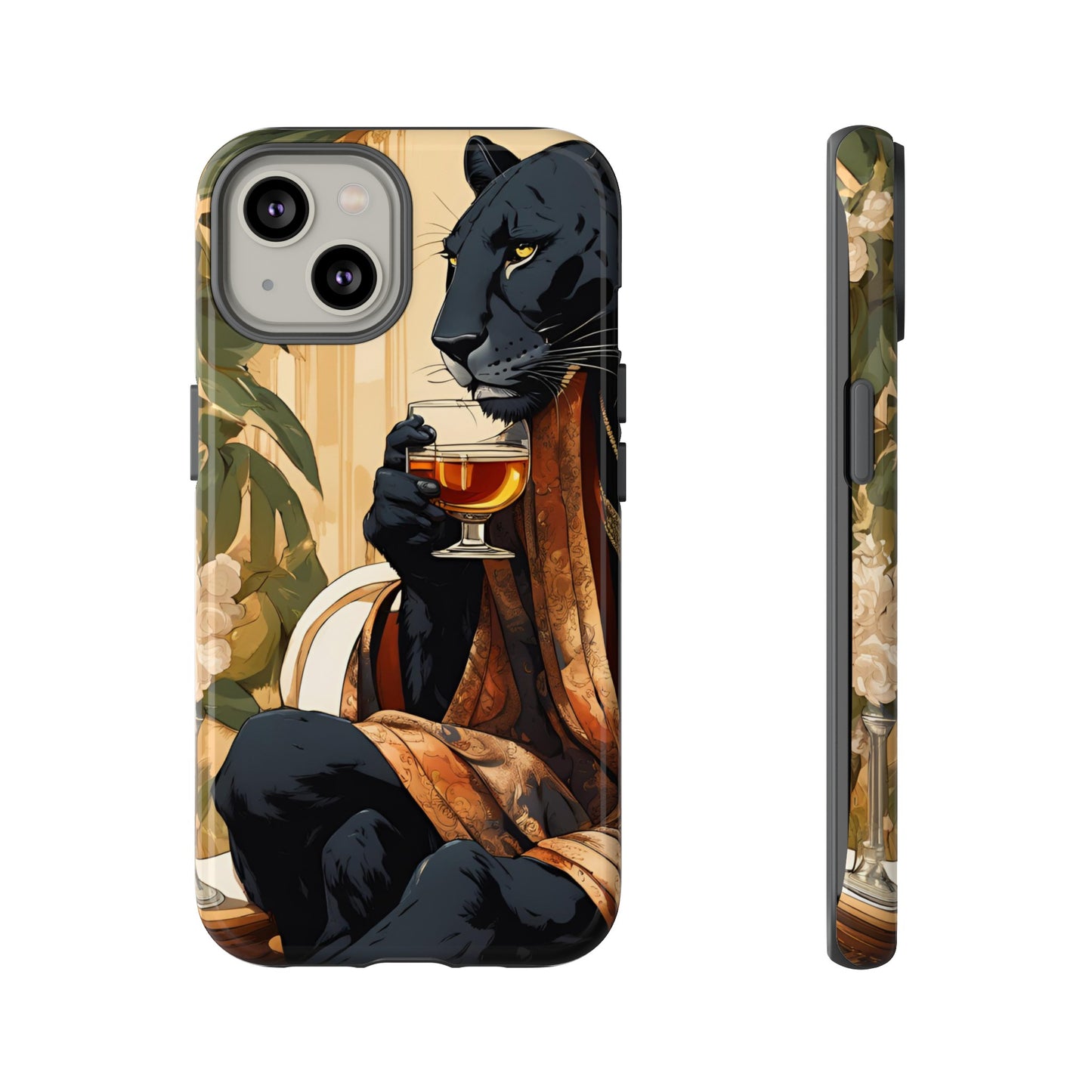 Hard Phone Case Whimsical Leopard Cat Phone Case, iPhone, Google Pixel, Samsung Galaxy Pixel, Cat Lover Gift, Gift for Him, Gift for Her