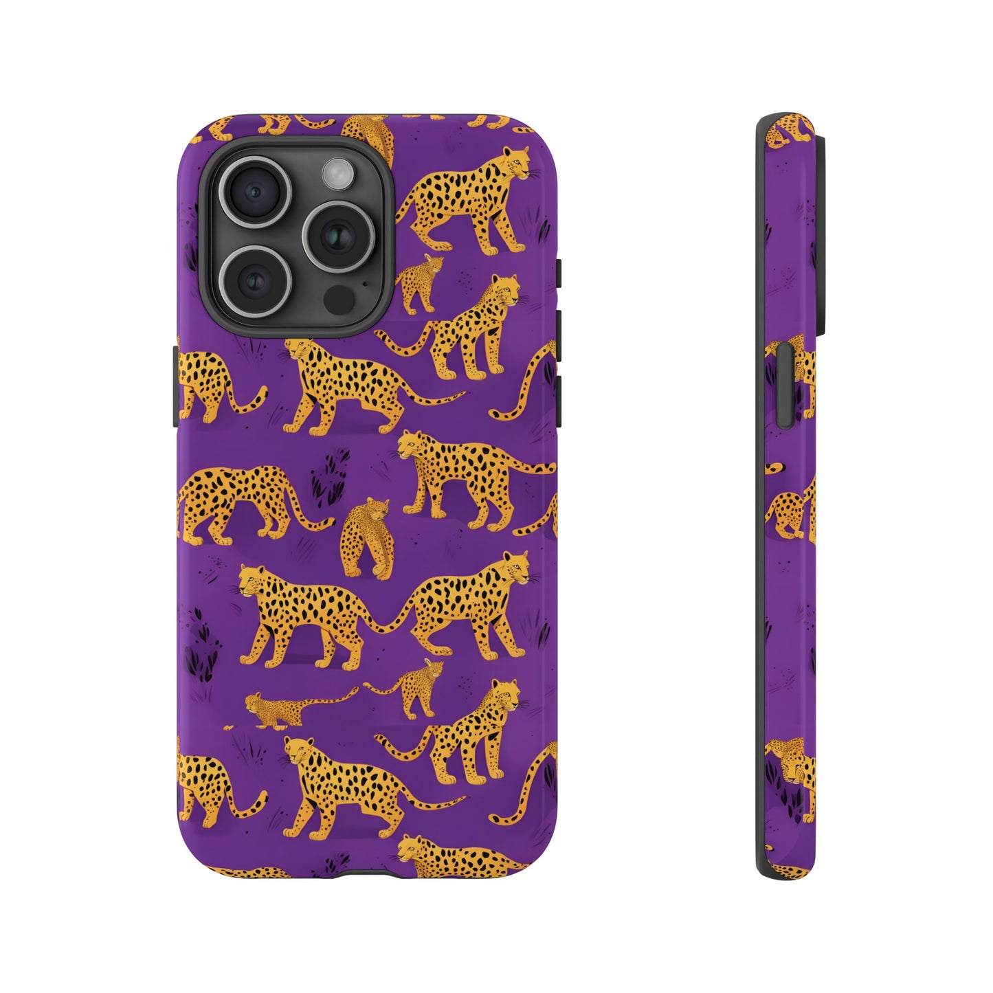 Hard Phone Case Purple Leopard, iPhone 15, 14,13,12,11,X Google Pixel, Samsung Galaxy