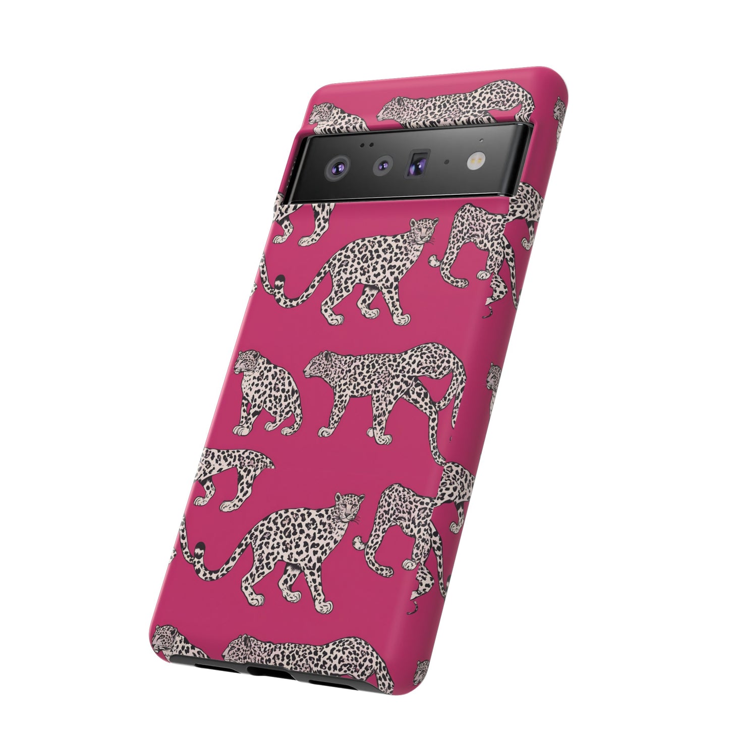 Leopard Pink Hard Phone Case for iPhone, 15, 14,13,12,11,X Google Pixel, Samsung Galaxy Phone. Cat Lover Gift, Gift for Her.