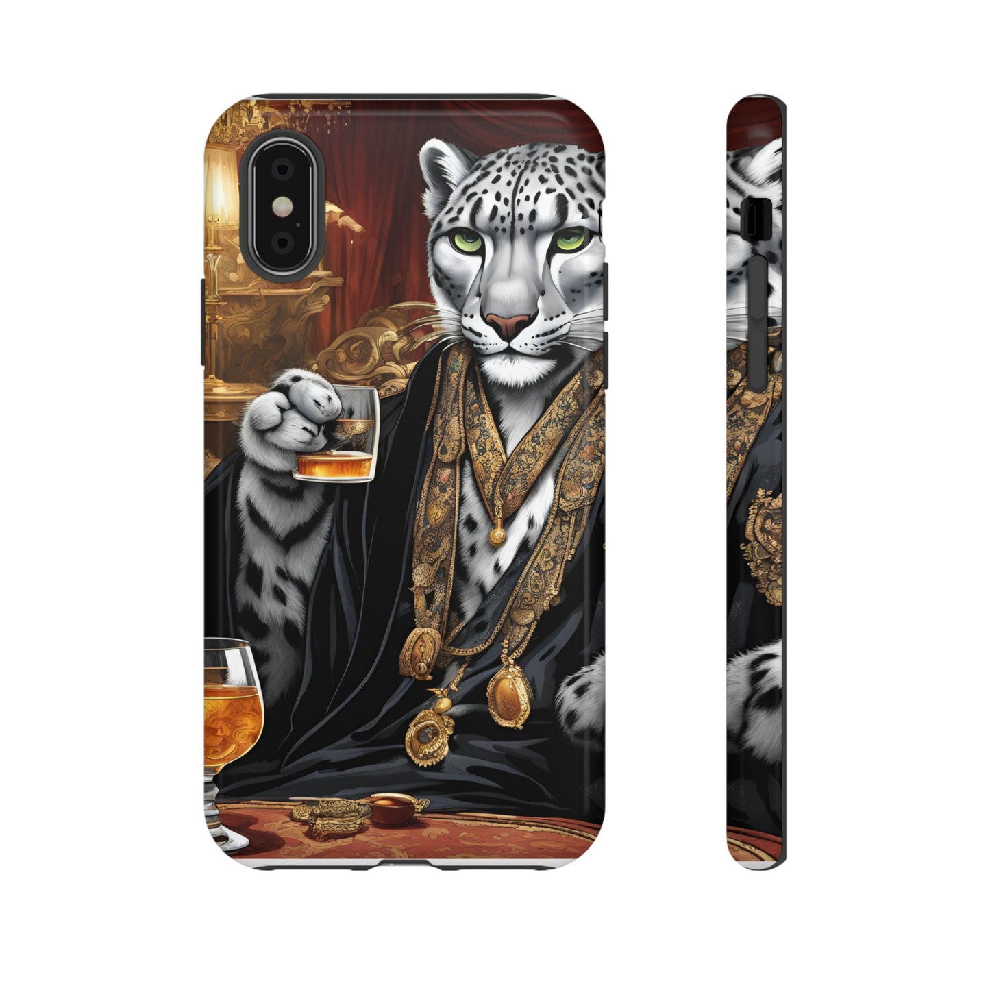 Hard Phone Case Whimsical Leopard Cat Phone Case, iPhone 15 14 13 , Samsung Galaxy Pixel Case,Cat Lover Gift, Gift for him,Gift for her