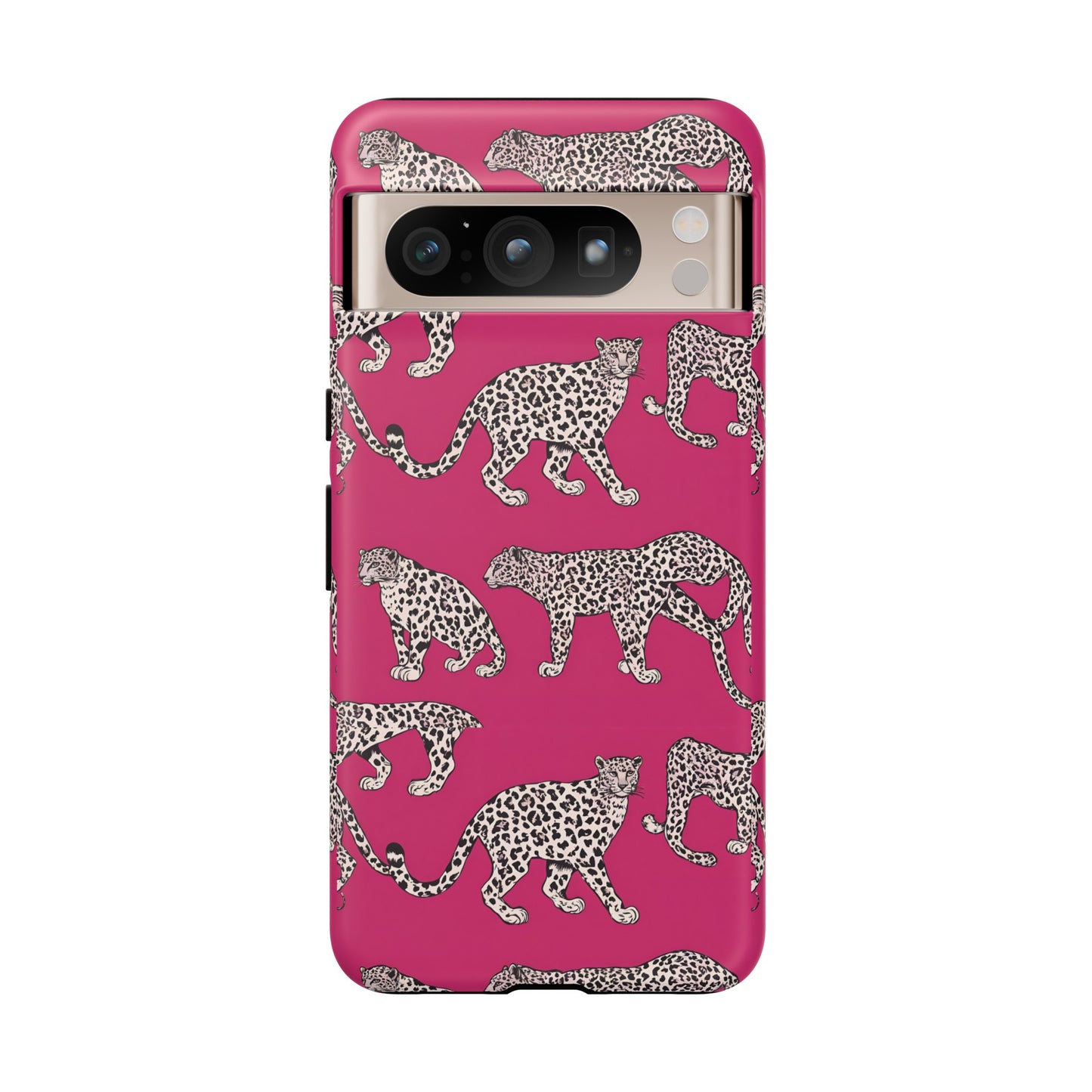 Leopard Pink Hard Phone Case for iPhone, 15, 14,13,12,11,X Google Pixel, Samsung Galaxy Phone. Cat Lover Gift, Gift for Her.