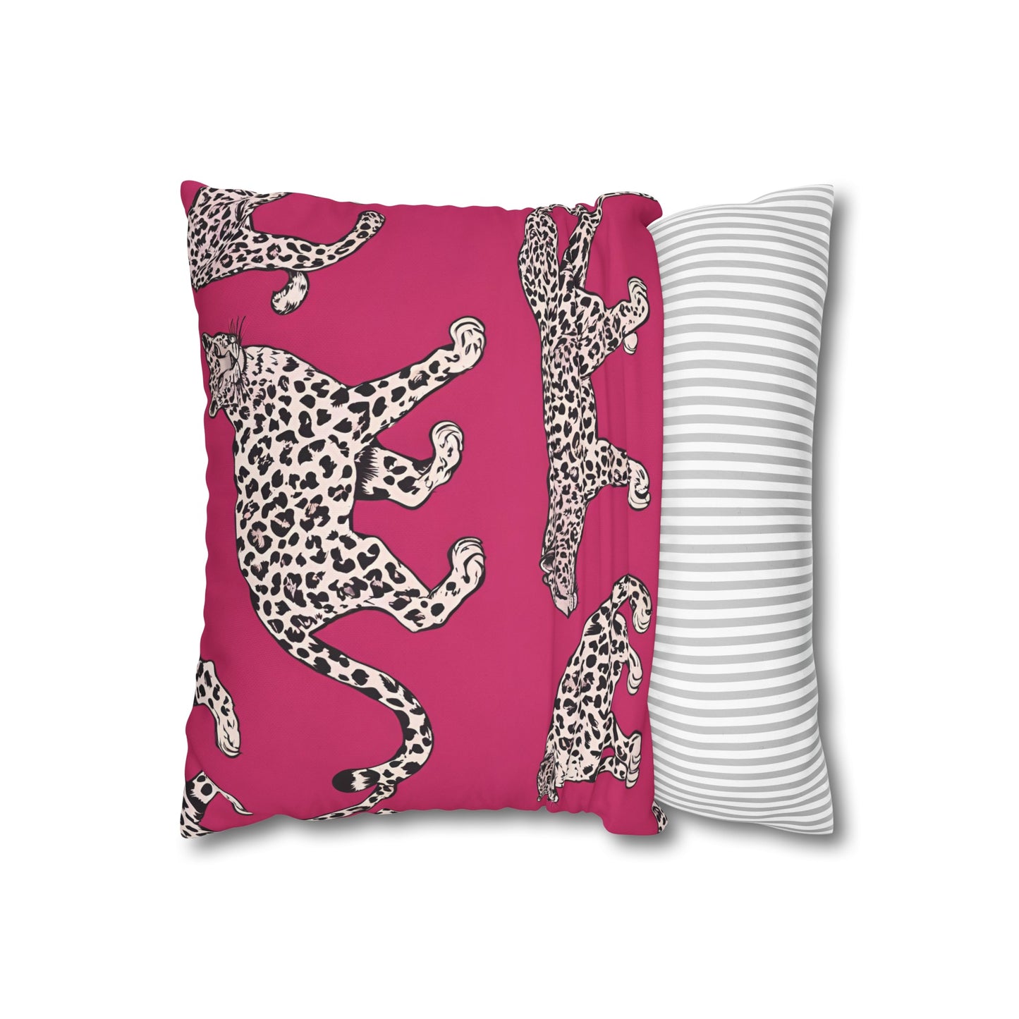 Leopard Pink Cushion Cover, Cat Lover Gift, Home Decor, Gift for Her, Gift for Mom, Birthday Gift, Animal Lover Gift