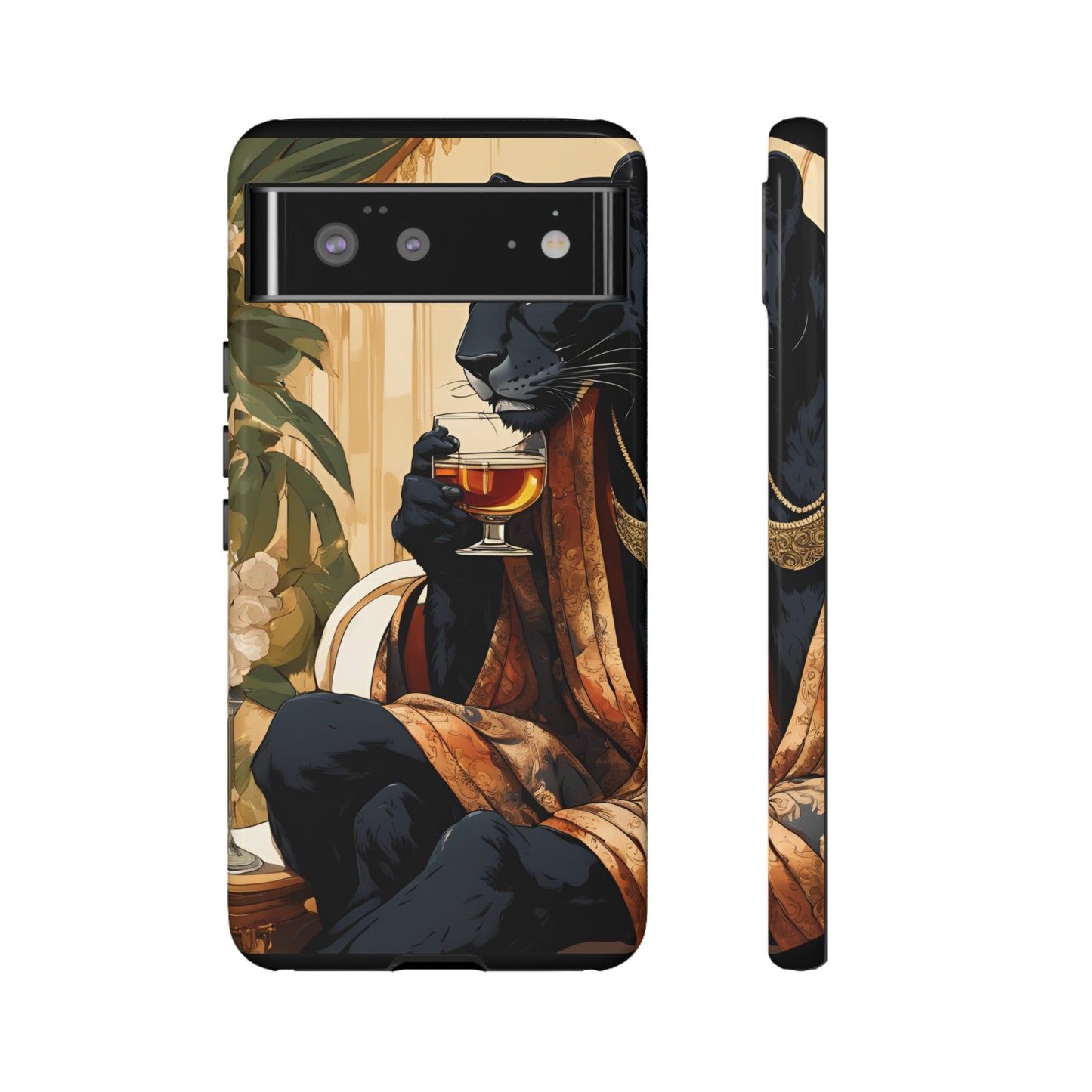 Hard Phone Case Whimsical Leopard Cat Phone Case, iPhone, Google Pixel, Samsung Galaxy Pixel, Cat Lover Gift, Gift for Him, Gift for Her