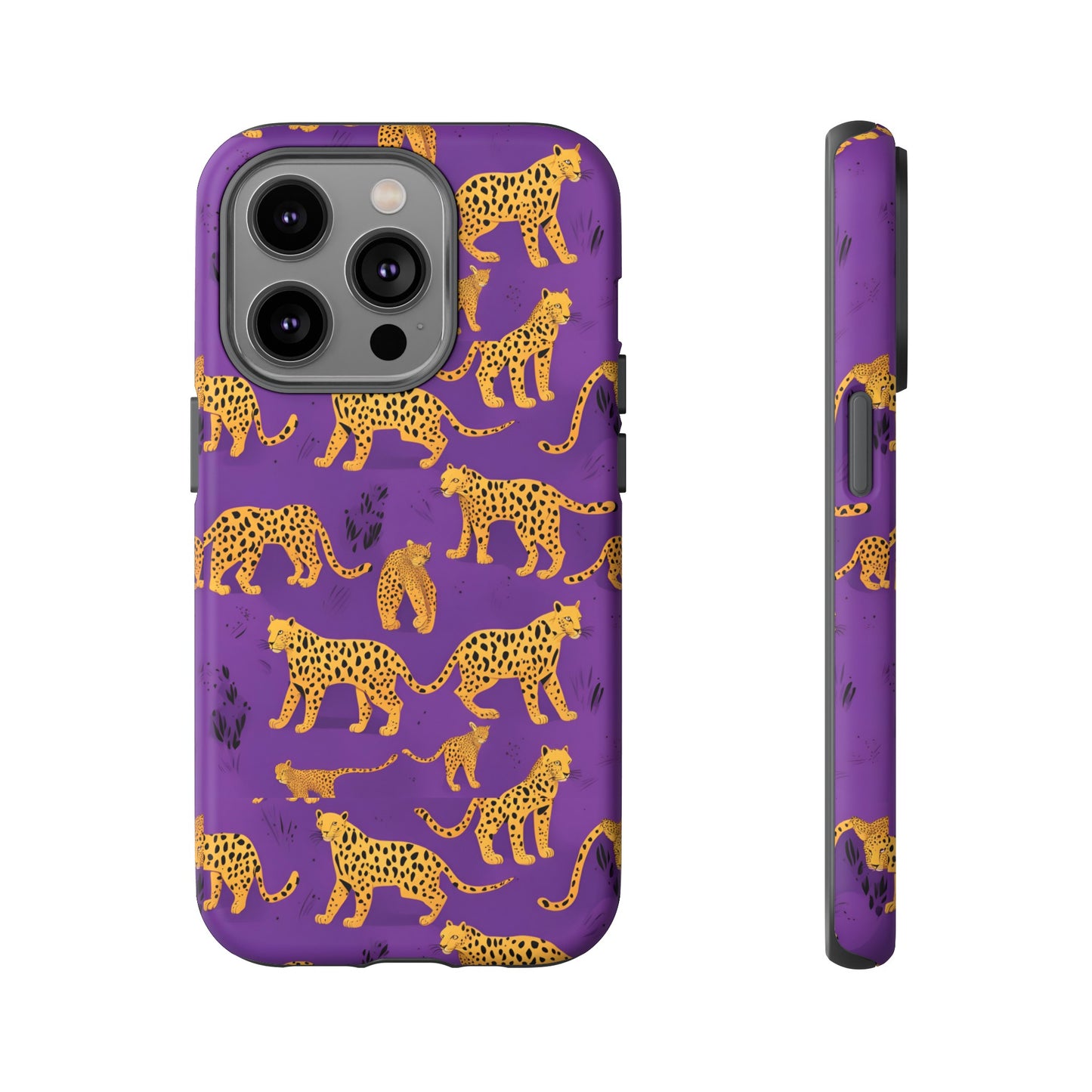 Hard Phone Case Purple Leopard, iPhone 15, 14,13,12,11,X Google Pixel, Samsung Galaxy