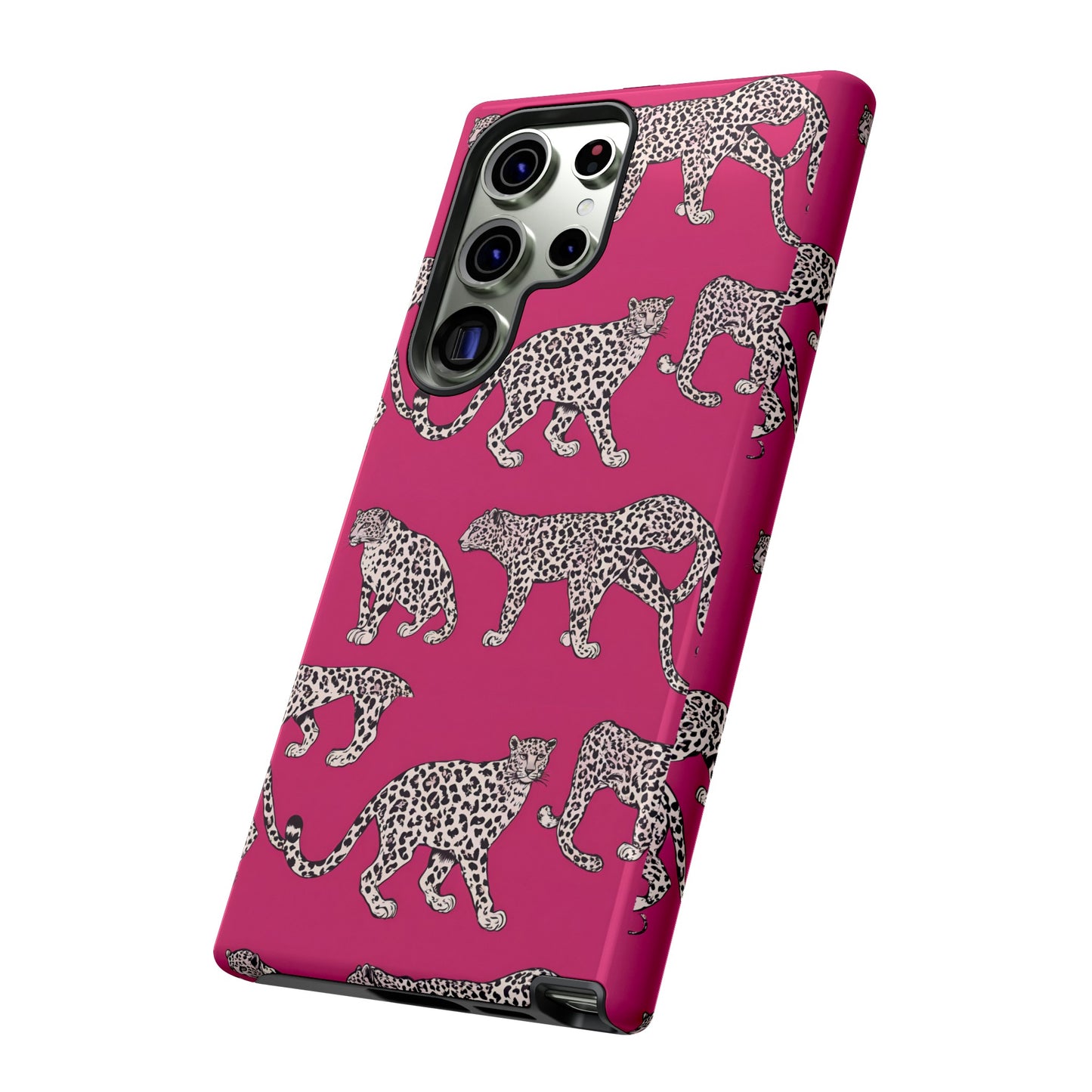 Leopard Pink Hard Phone Case for iPhone, 15, 14,13,12,11,X Google Pixel, Samsung Galaxy Phone. Cat Lover Gift, Gift for Her.