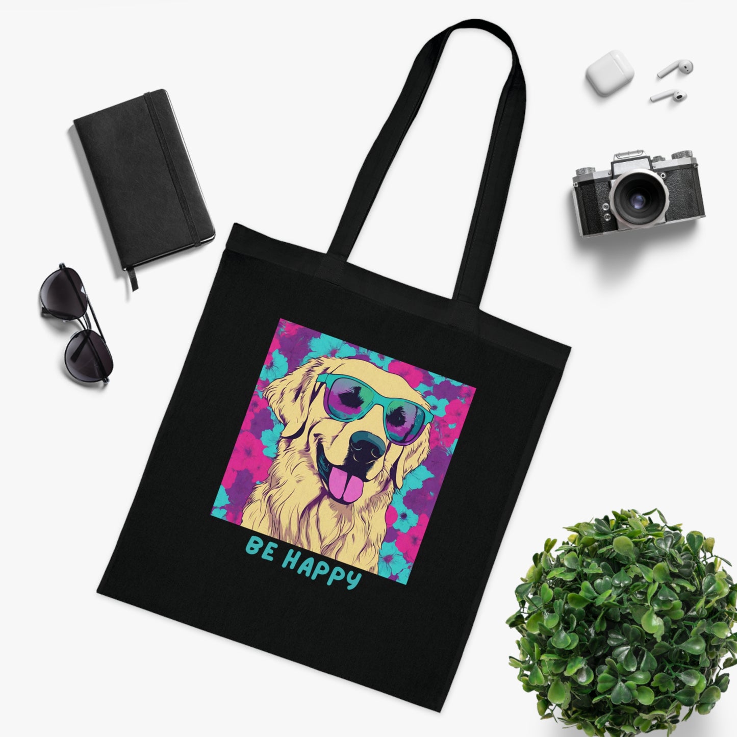 Cute Lab Be Happy Cotton Tote