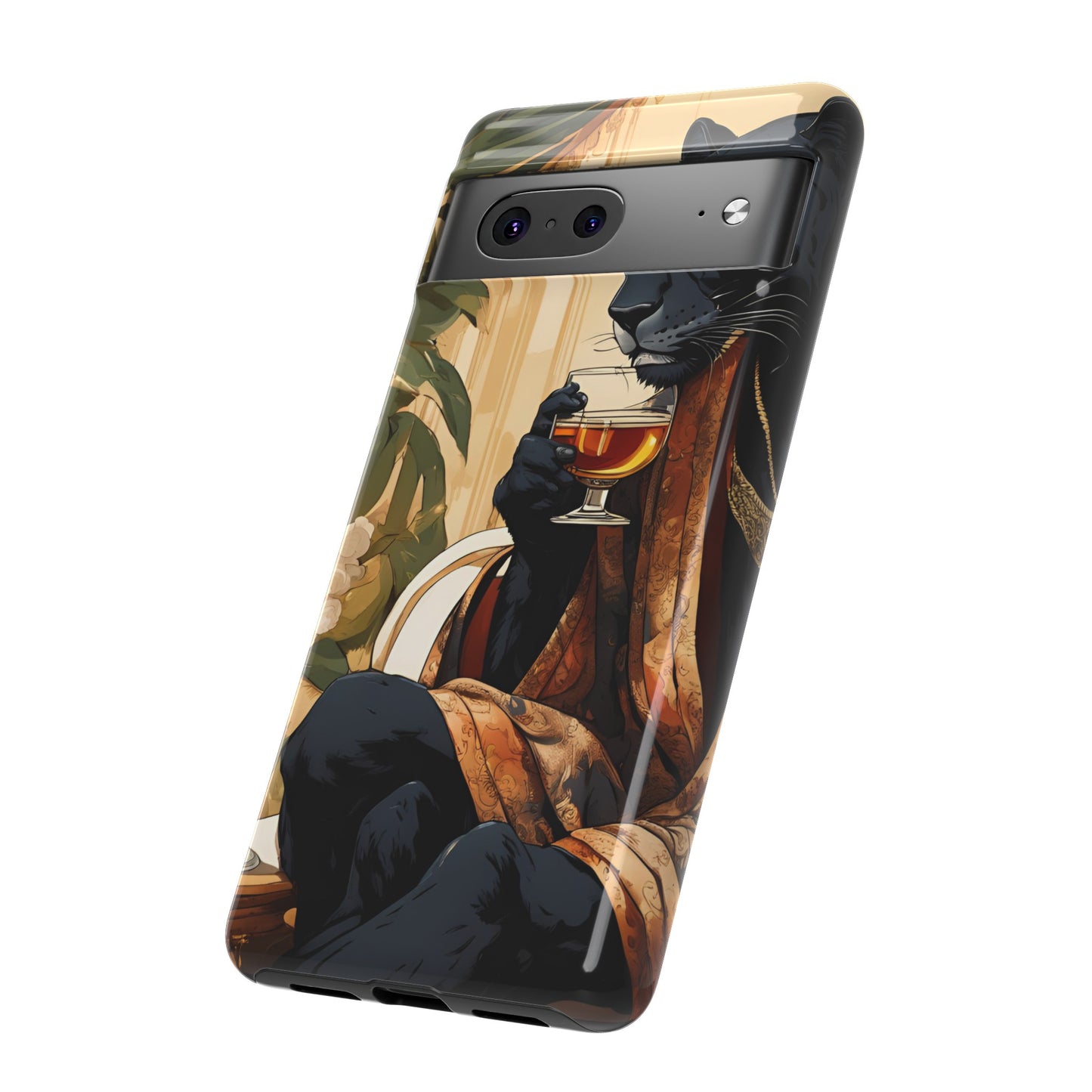 Hard Phone Case Whimsical Leopard Cat Phone Case, iPhone, Google Pixel, Samsung Galaxy Pixel, Cat Lover Gift, Gift for Him, Gift for Her